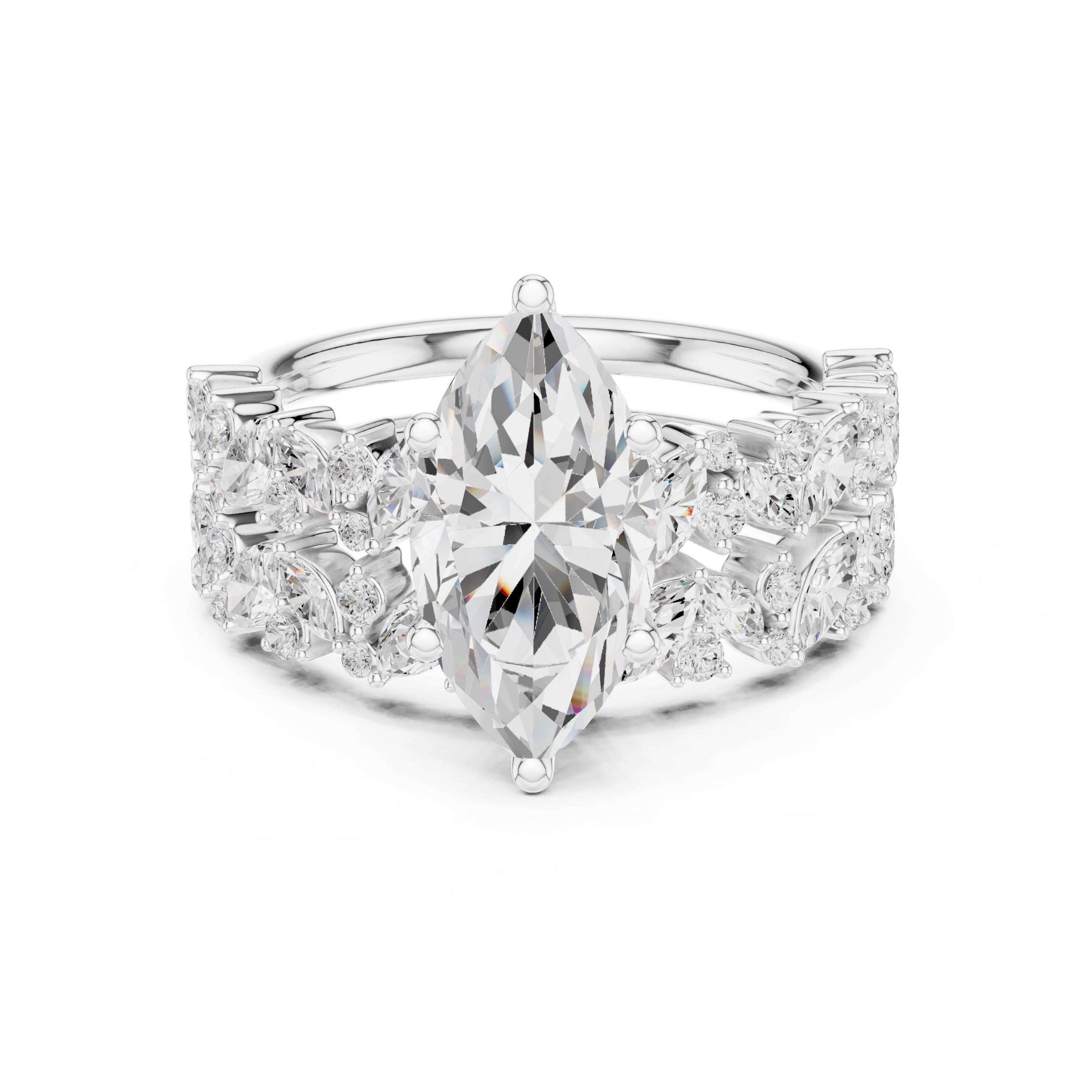 2.00 ct Ethereal Blossom Engagement Ring 2ct White Gold Marquise