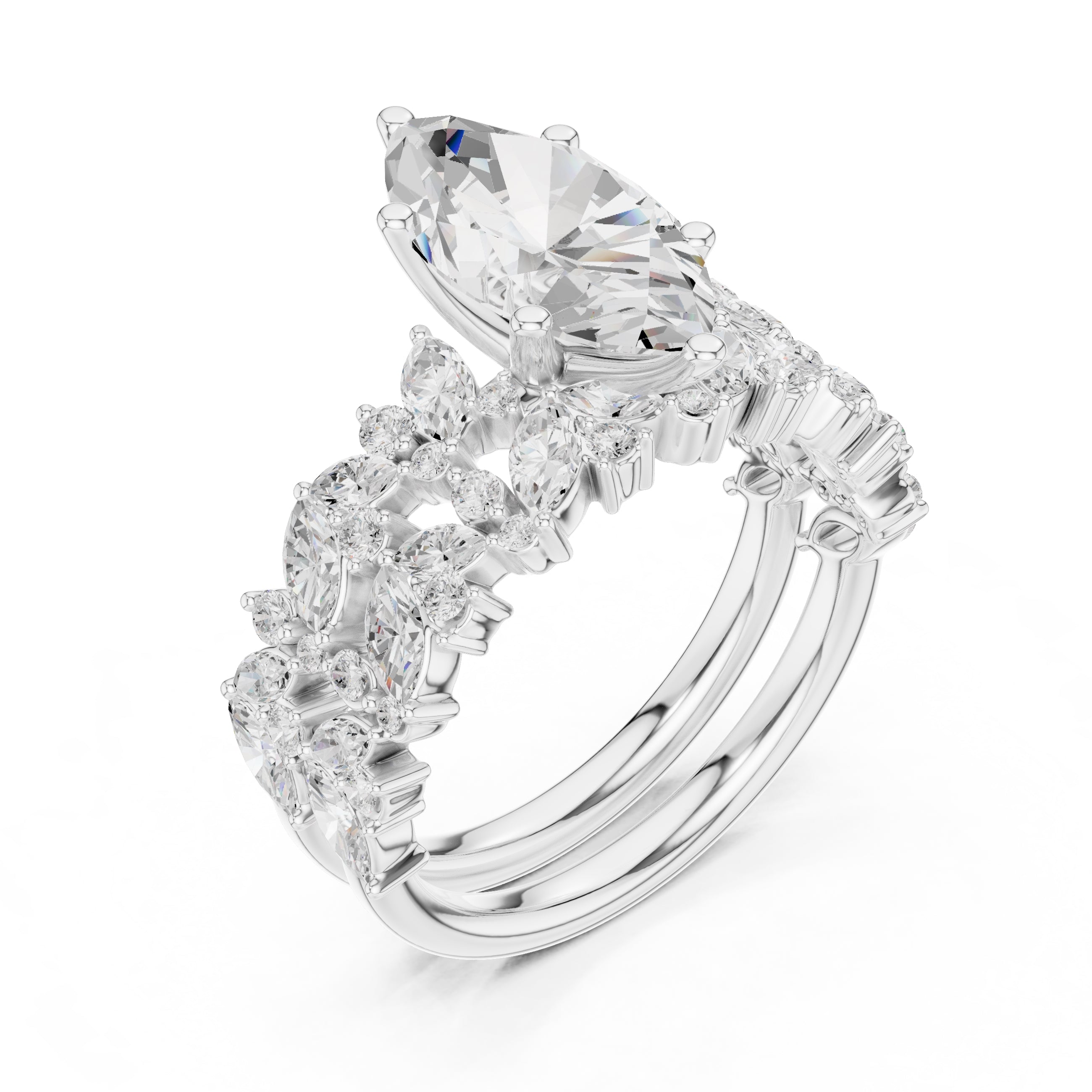 2.00 ct Ethereal Blossom Engagement Ring 2ct White Gold Marquise