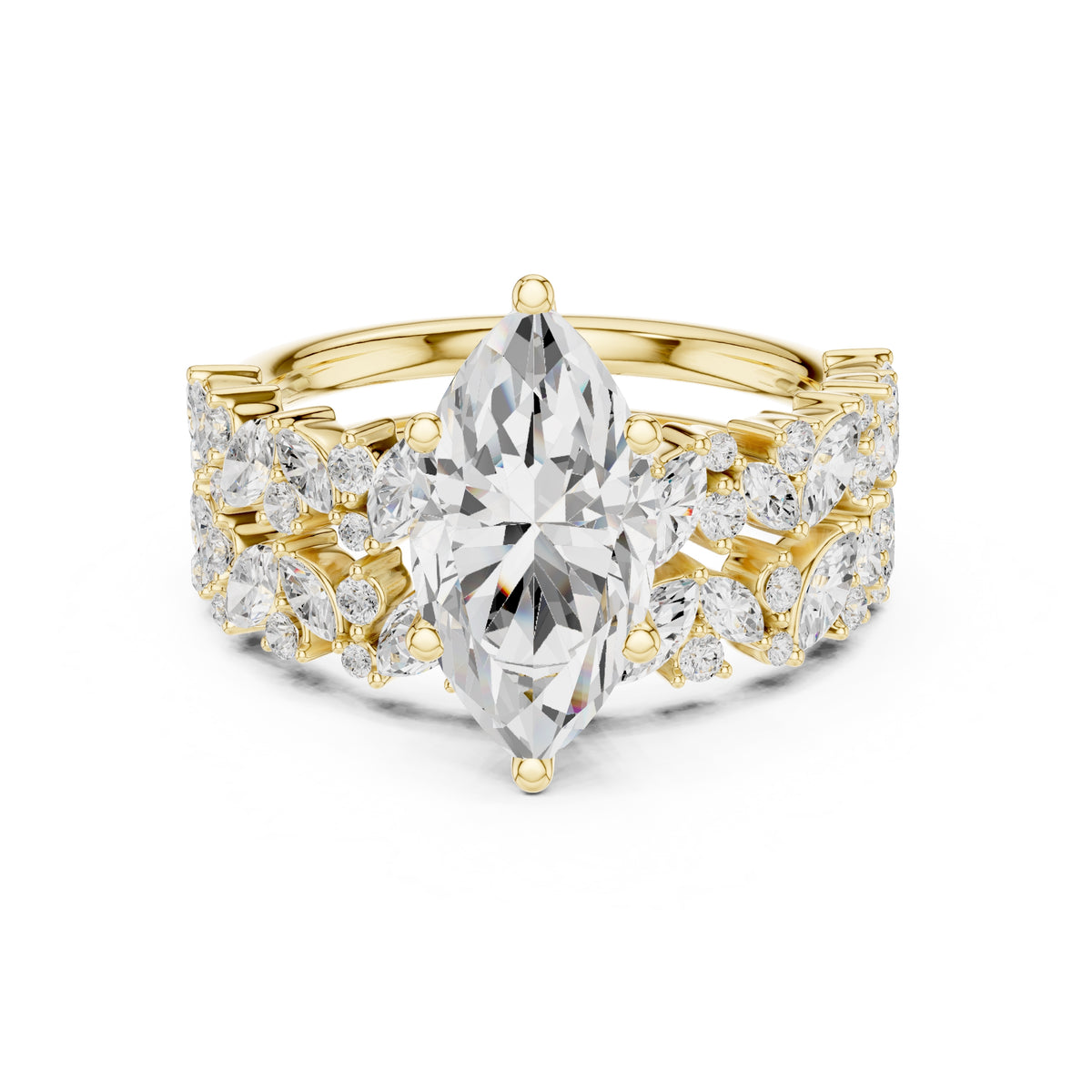 2.00 ct Ethereal Blossom Engagement Ring 2ct Yellow Gold Marquise