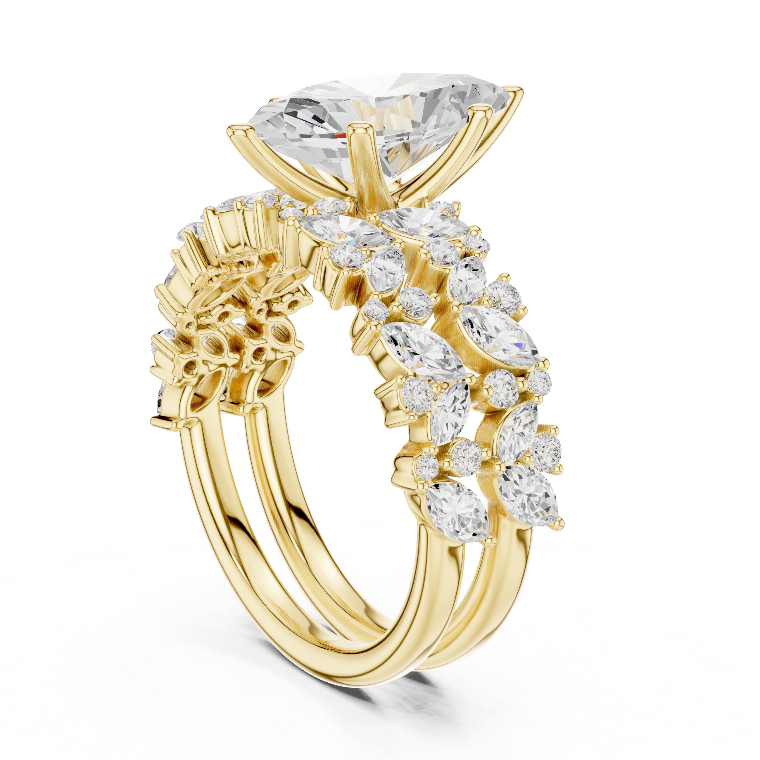 2.00 ct Ethereal Blossom Engagement Ring 2ct Yellow Gold Marquise