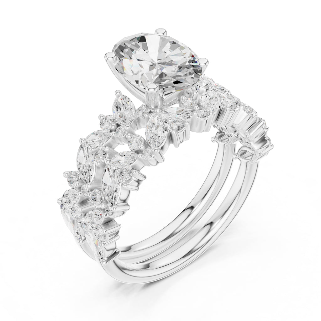 2.00 ct Ethereal Blossom Engagement Ring 2ct White Gold Oval