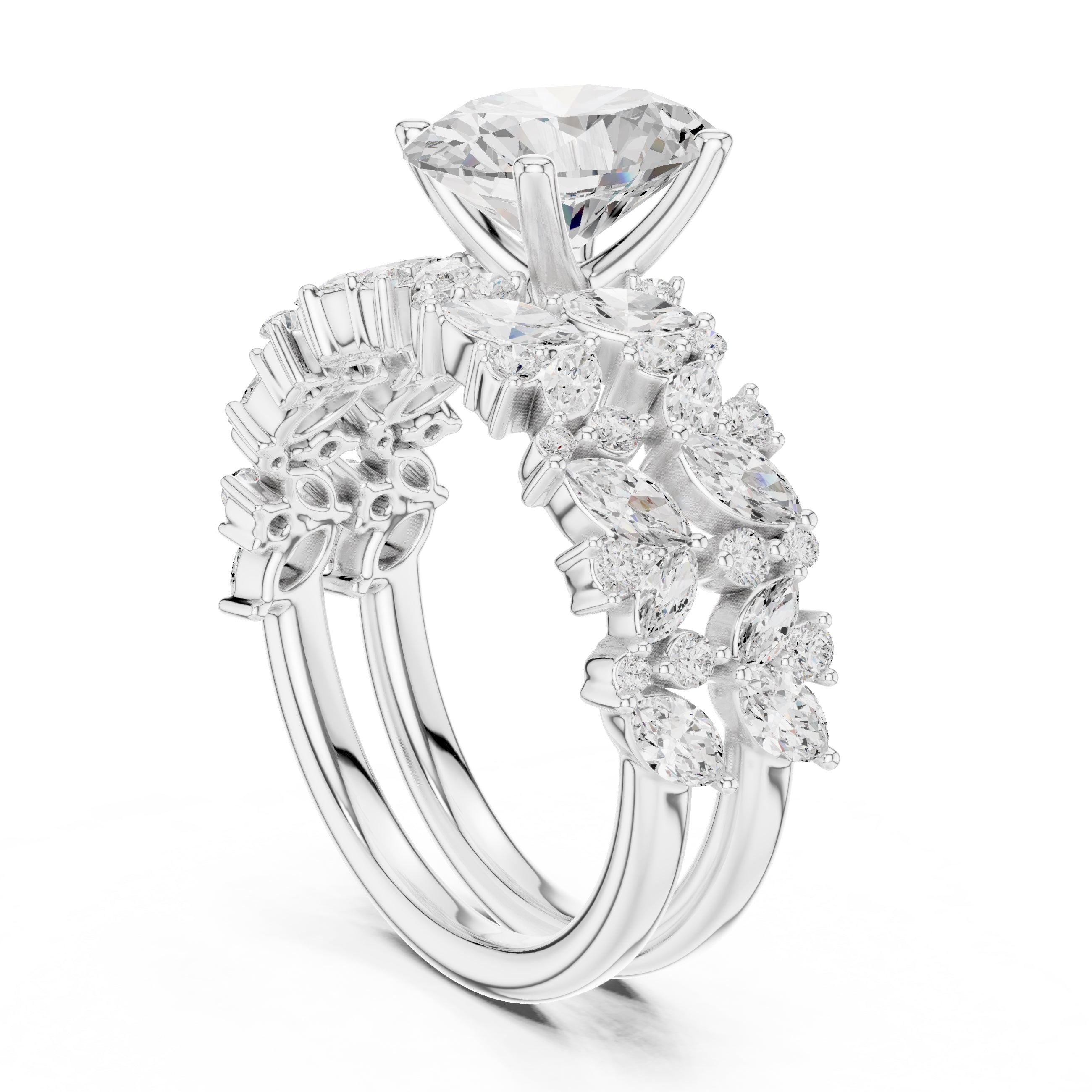 2.00 ct Ethereal Blossom Engagement Ring 2ct White Gold Oval
