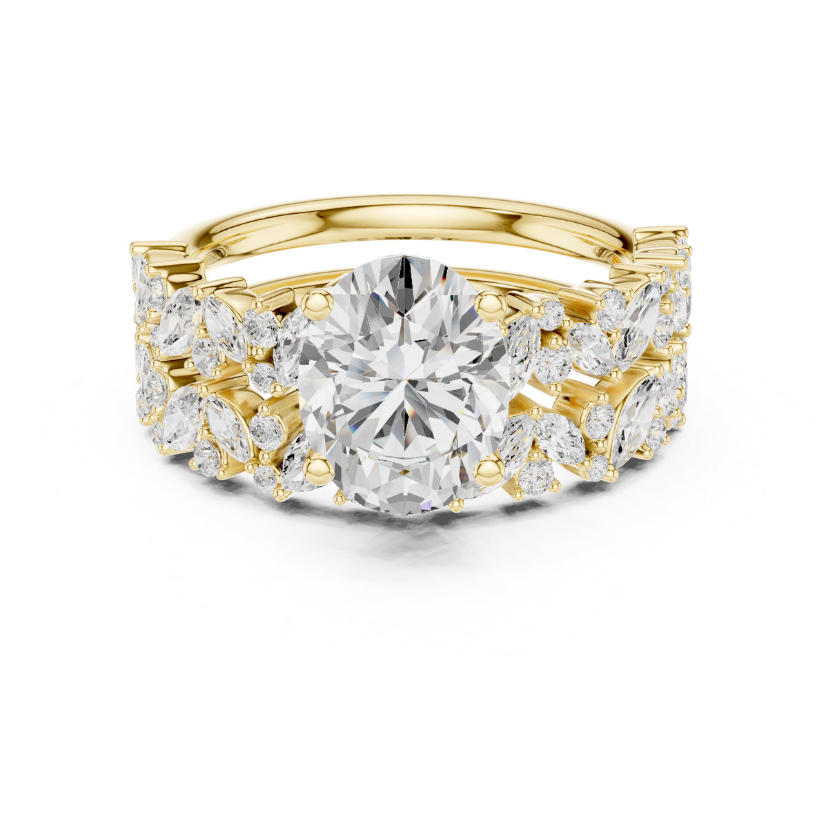 2.00 ct Ethereal Blossom Engagement Ring 2ct Yellow Gold Oval