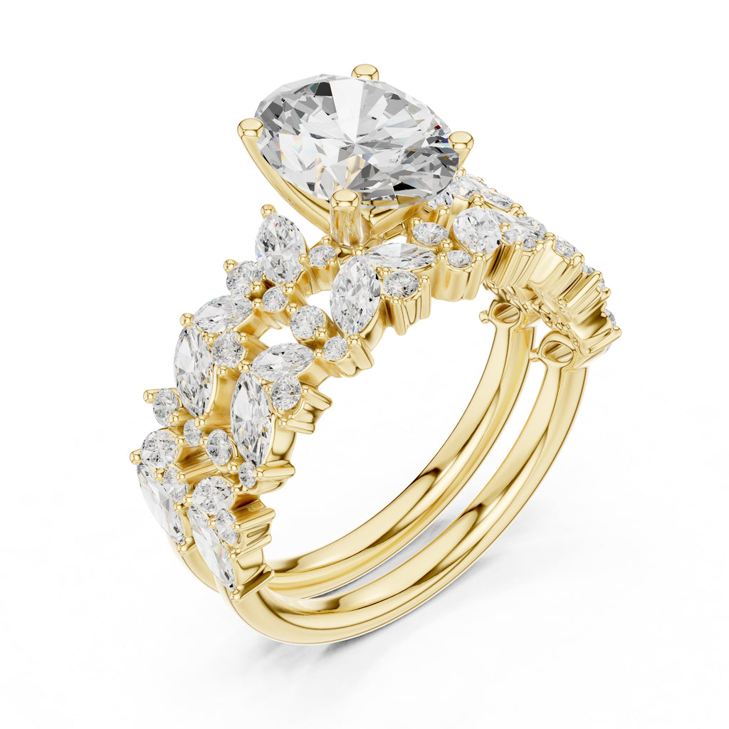 2.00 ct Ethereal Blossom Engagement Ring 2ct Yellow Gold Oval