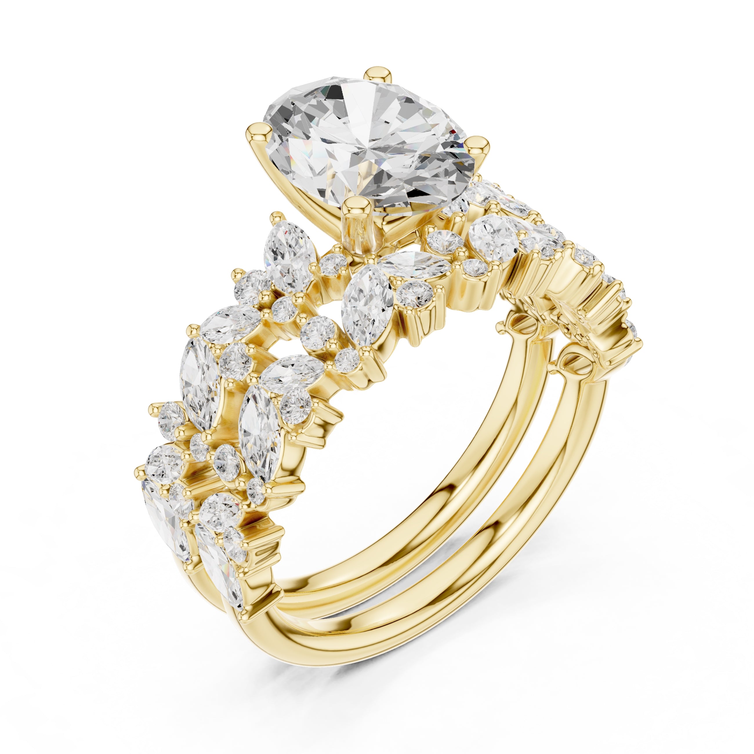 2.00 ct Ethereal Blossom Engagement Ring 2ct Yellow Gold Oval
