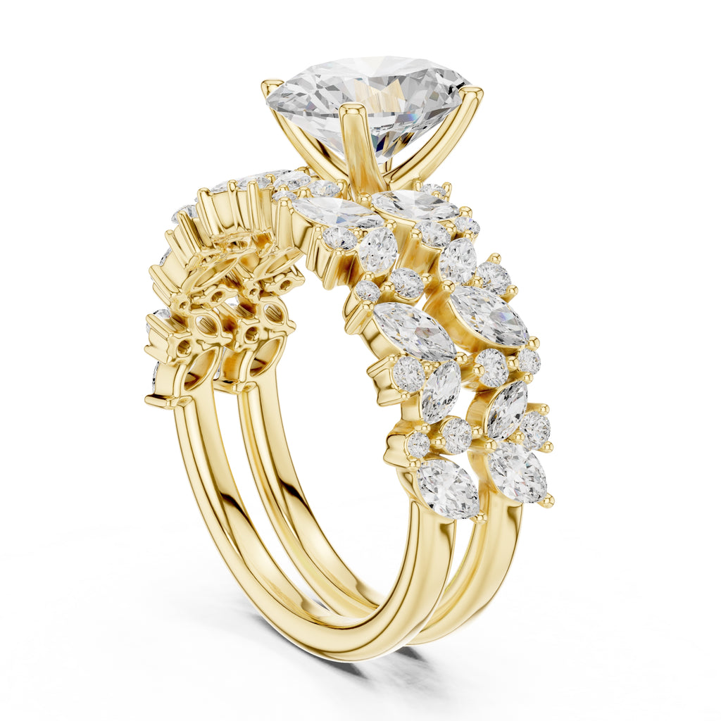 2.00 ct Ethereal Blossom Engagement Ring 2ct Yellow Gold Oval