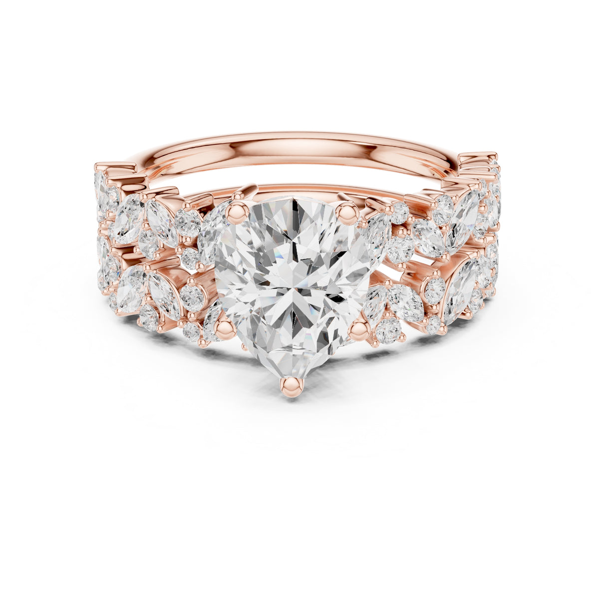 2.00 ct Ethereal Blossom Engagement Ring 2ct Rose Gold Pear