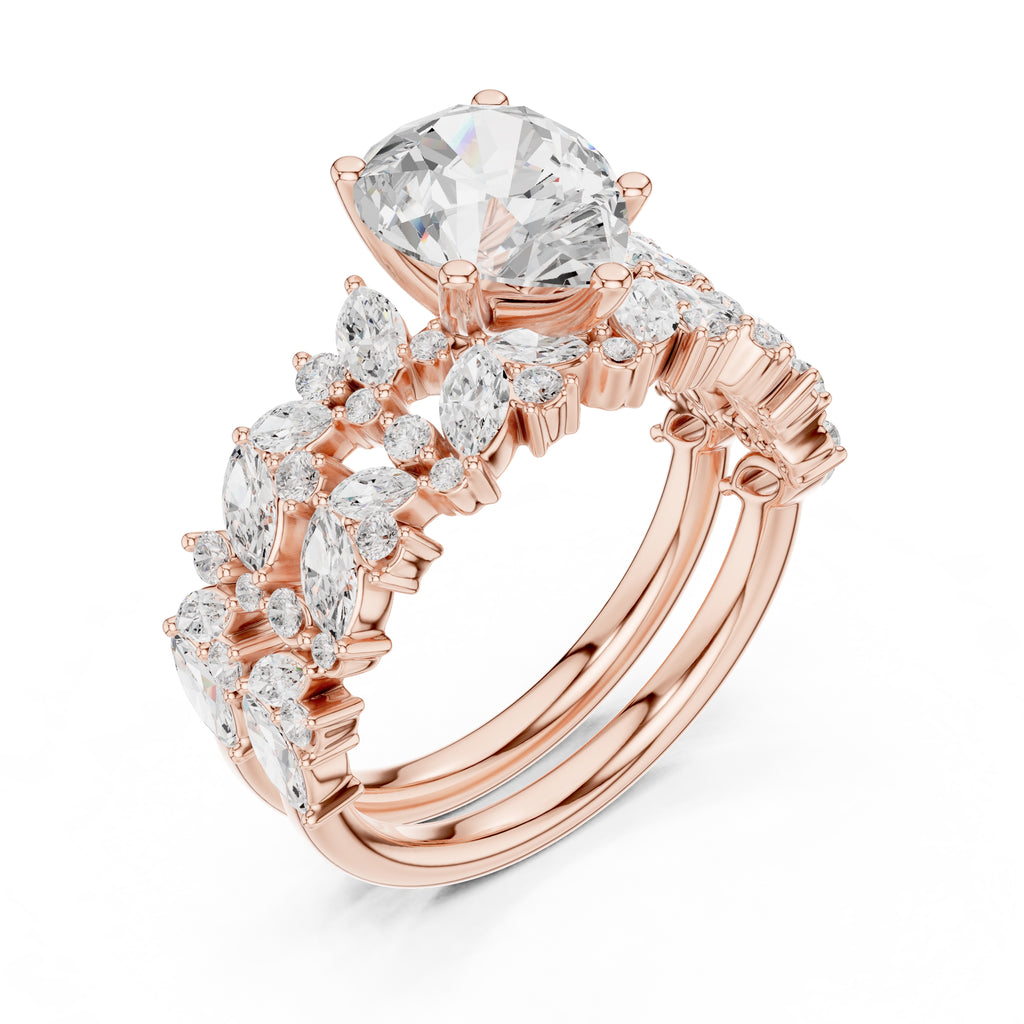 2.00 ct Ethereal Blossom Engagement Ring 2ct Rose Gold Pear