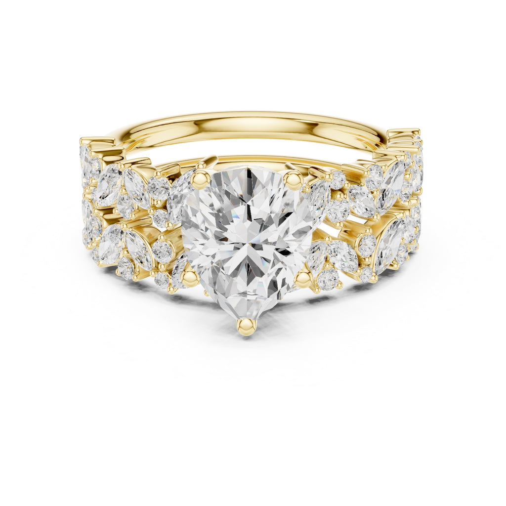 2.00 ct Ethereal Blossom Engagement Ring 2ct Yellow Gold Pear