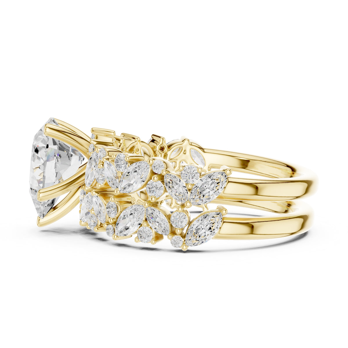 2.00 ct Ethereal Blossom Engagement Ring 2ct Yellow Gold Pear