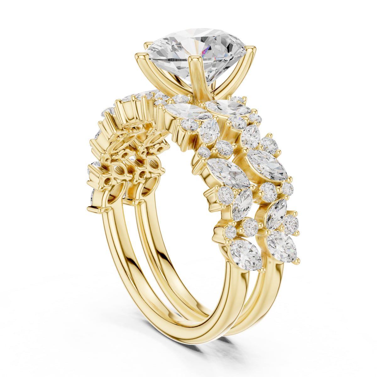 2.00 ct Ethereal Blossom Engagement Ring 2ct Yellow Gold Pear