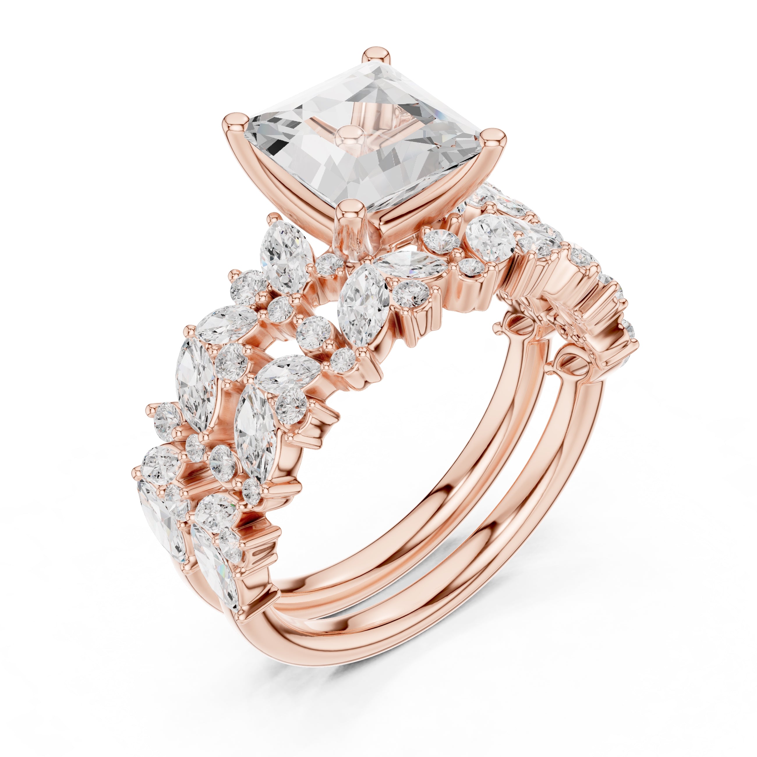 2.00 ct Ethereal Blossom Engagement Ring 2ct Rose Gold Princess