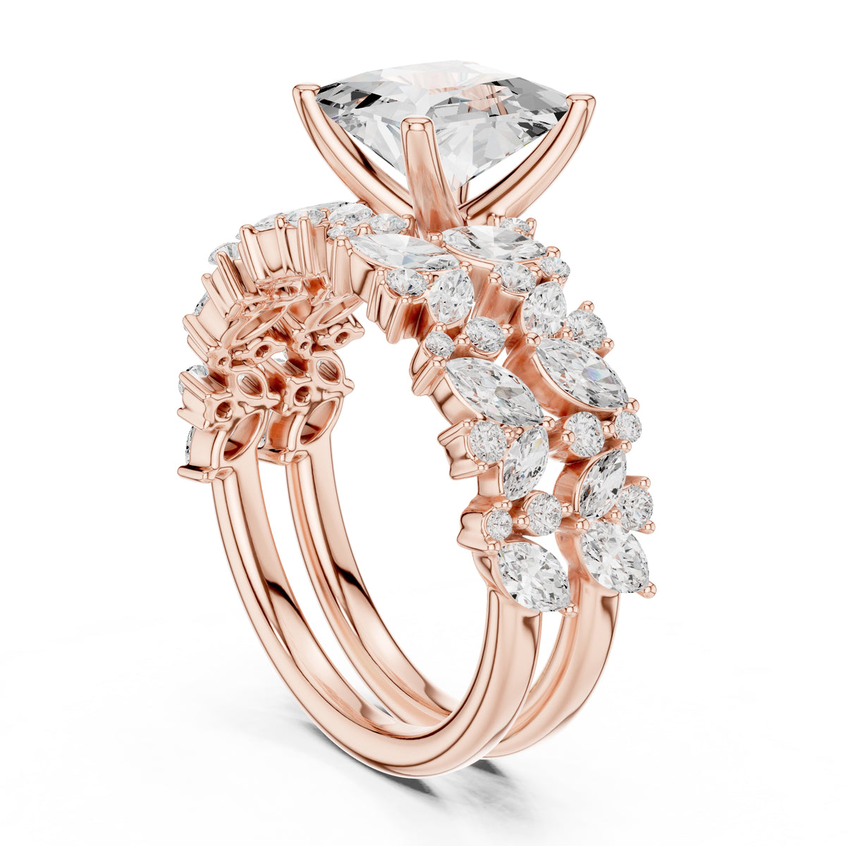 2.00 ct Ethereal Blossom Engagement Ring 2ct Rose Gold Princess