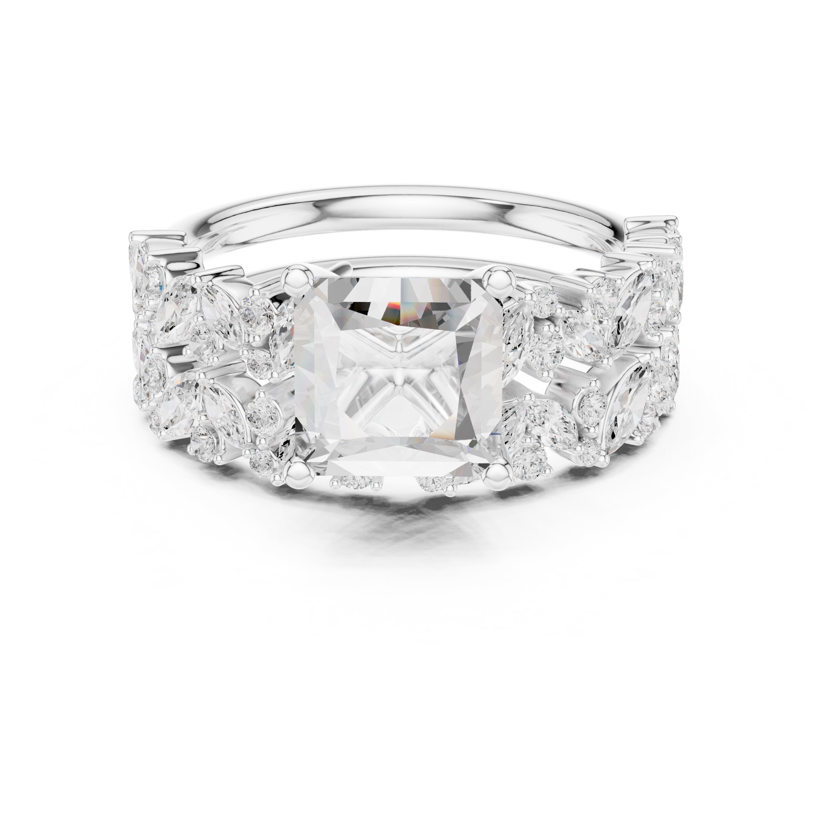 2.00 ct Ethereal Blossom Engagement Ring 2ct White Gold Princess