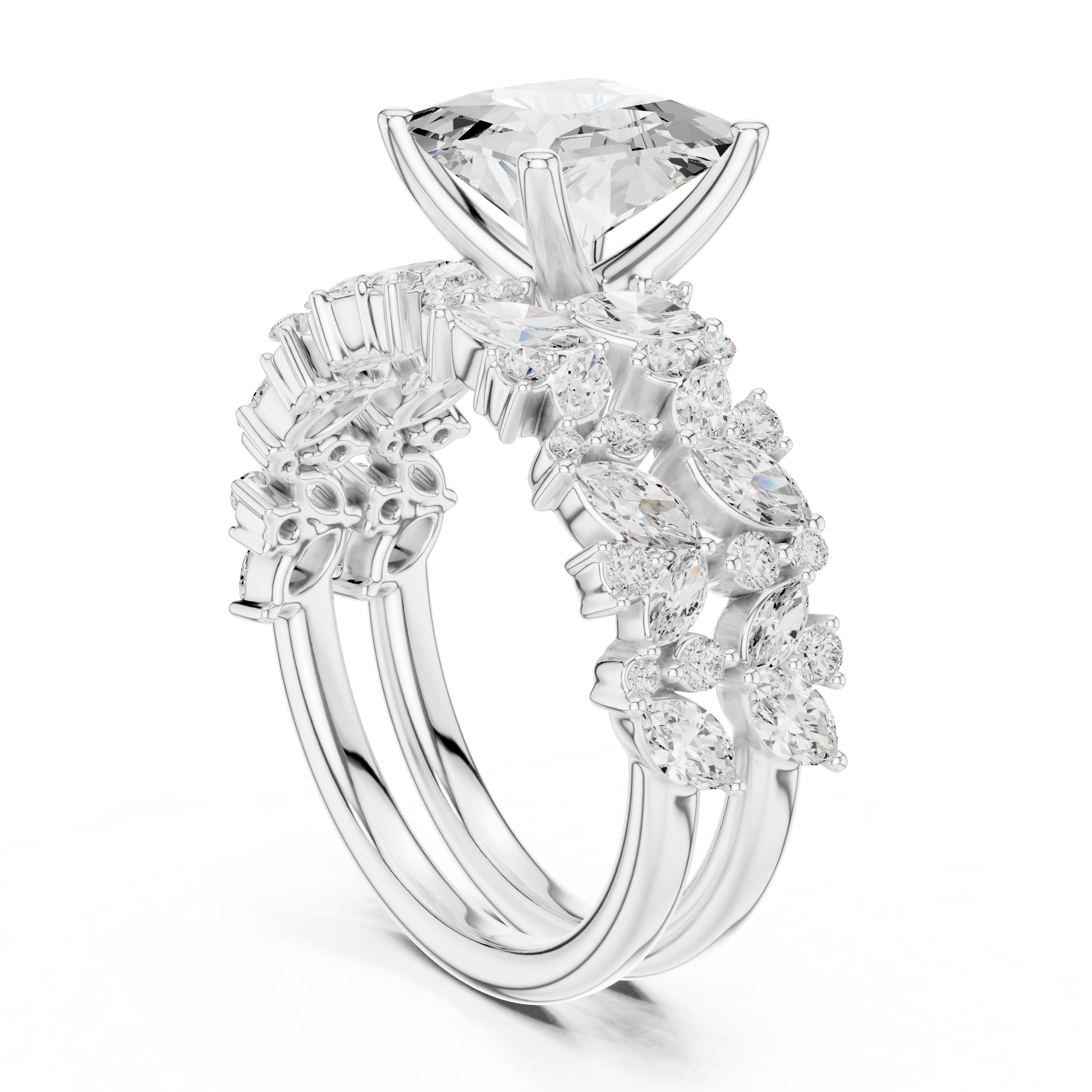 2.00 ct Ethereal Blossom Engagement Ring 2ct White Gold Princess