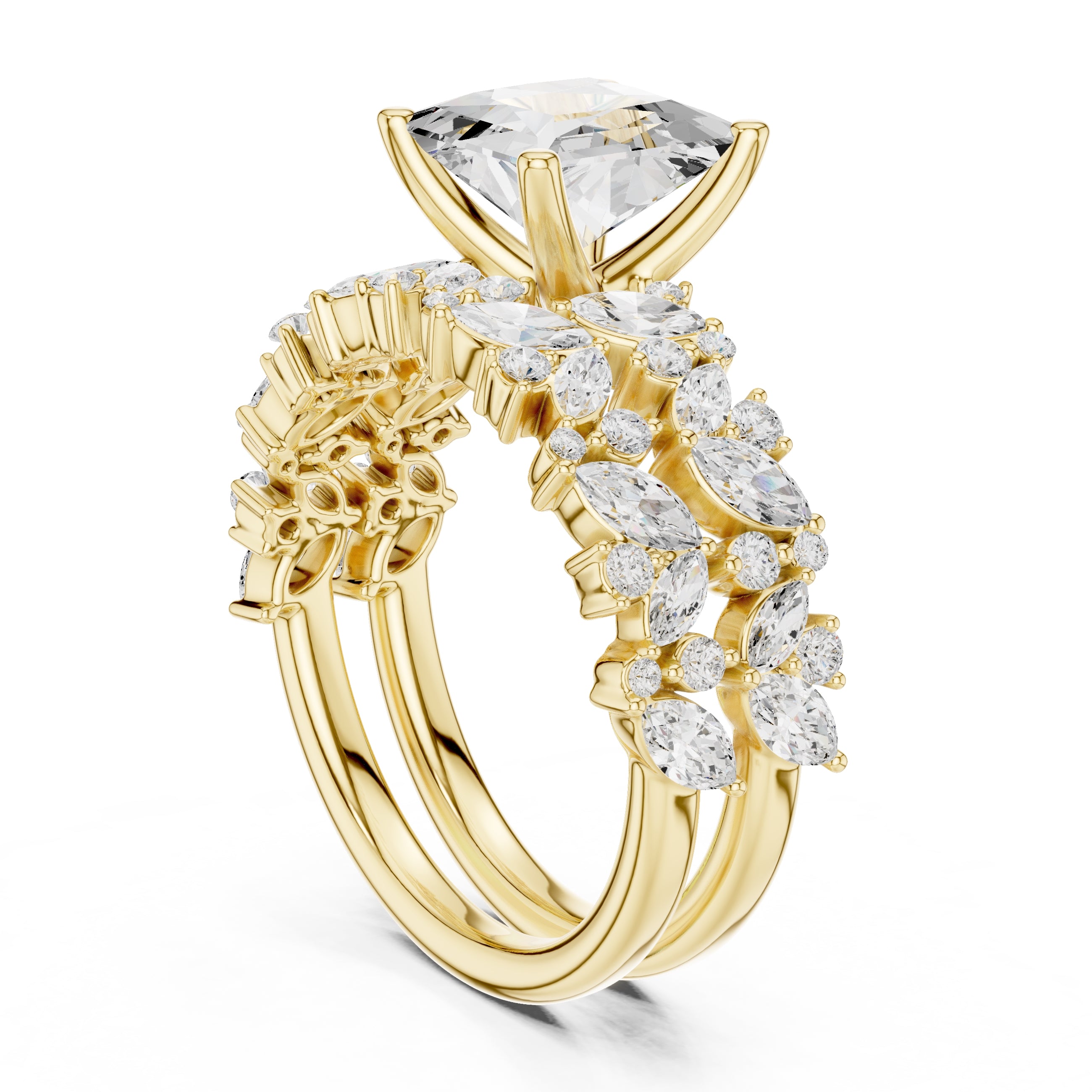 2.00 ct Ethereal Blossom Engagement Ring 2ct Yellow Gold Princess