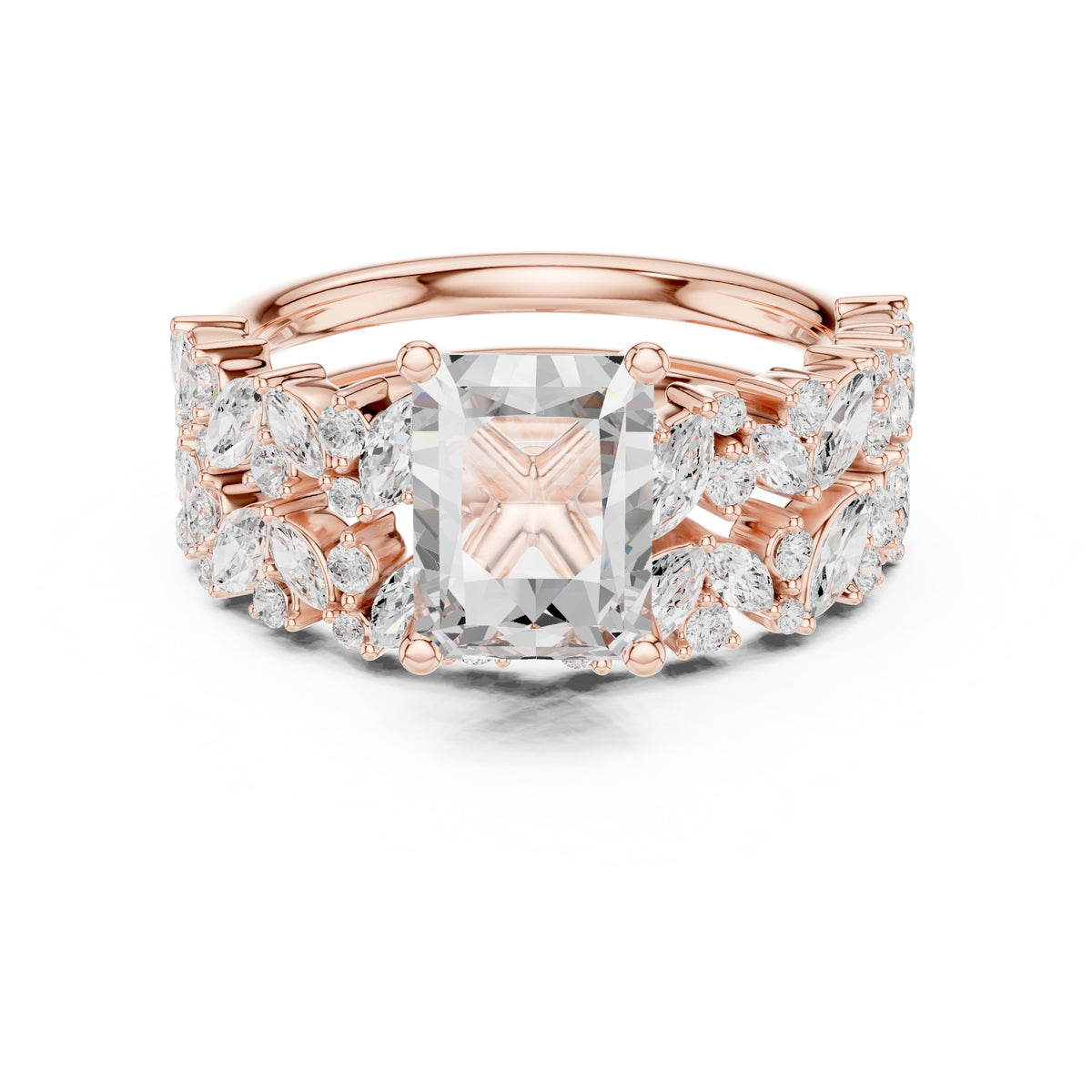 2.00 ct Ethereal Blossom Engagement Ring 2ct Rose Gold Radiant