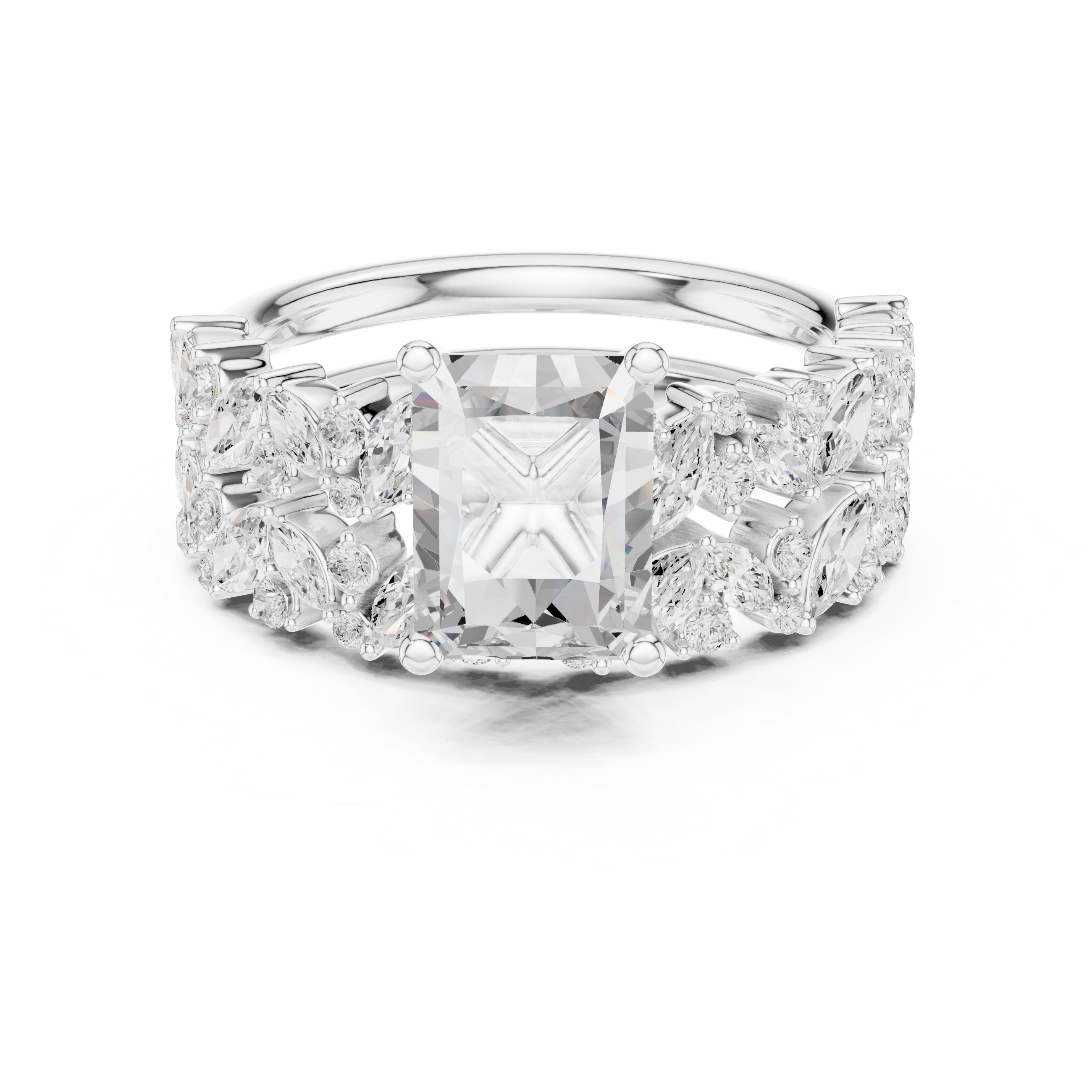 2.00 ct Ethereal Blossom Engagement Ring 2ct White Gold Radiant