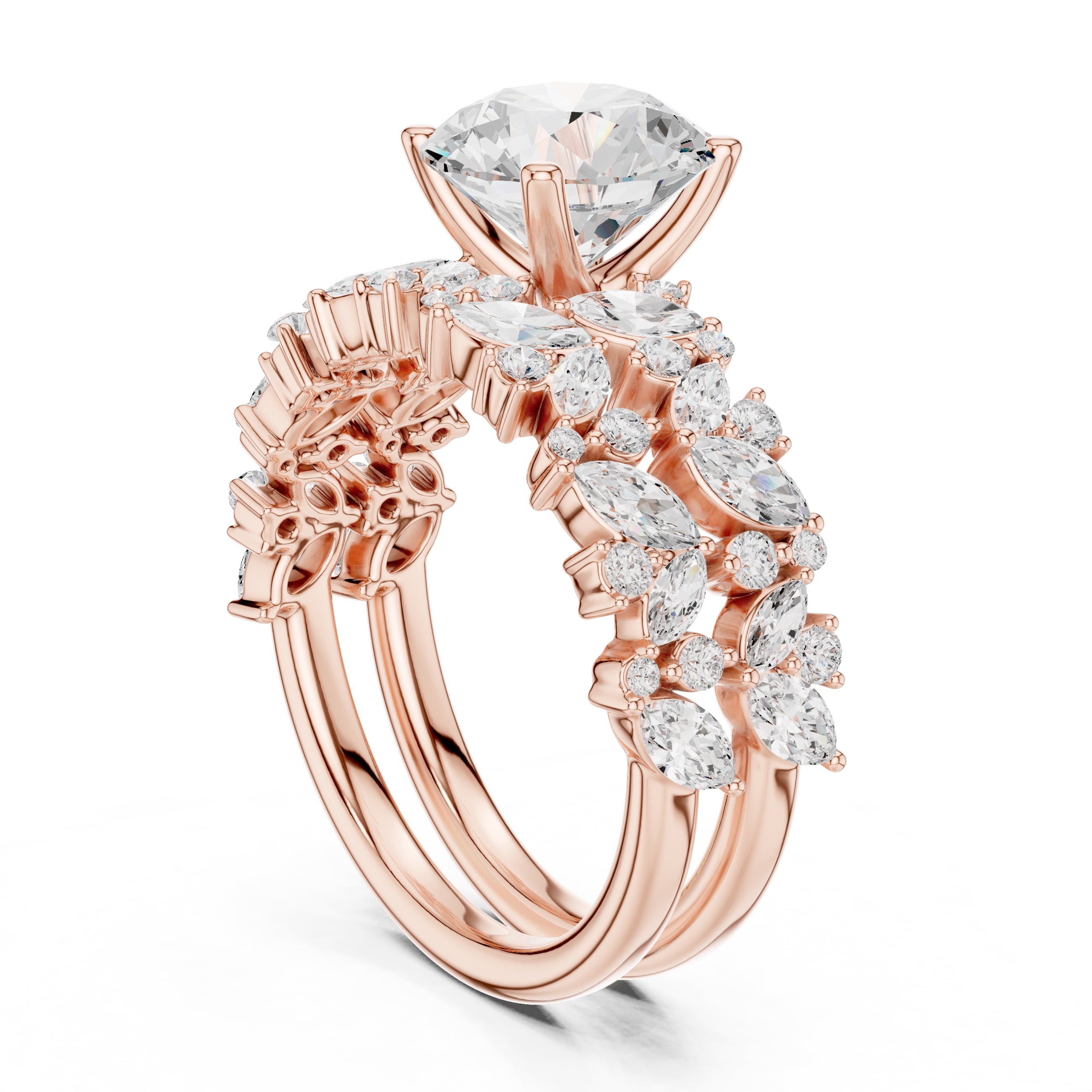 2.00 ct Ethereal Blossom Engagement Ring 2ct Rose Gold Round