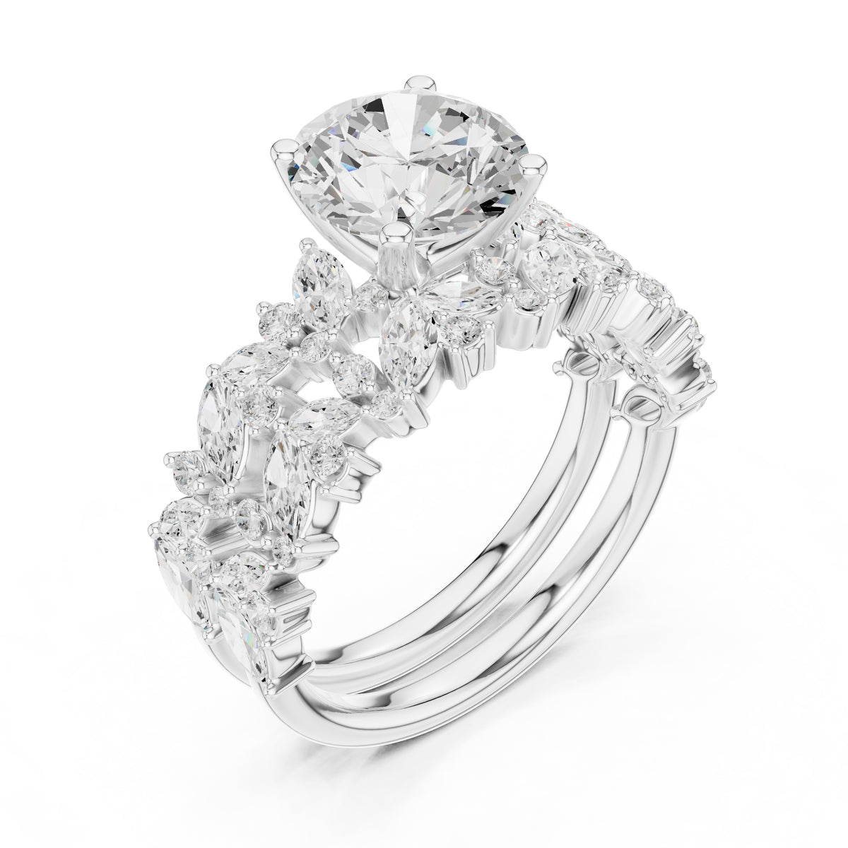 2.00 ct Ethereal Blossom Engagement Ring 2ct White Gold Round