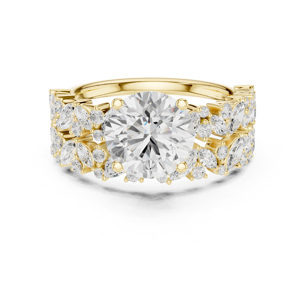 2.00 ct Ethereal Blossom Engagement Ring 2ct Yellow Gold Round