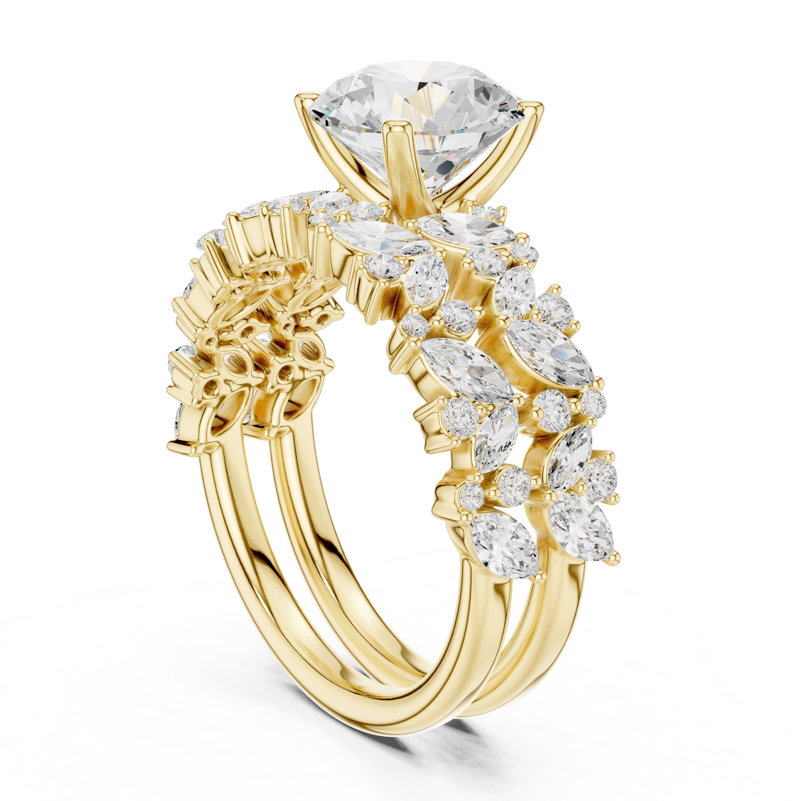 2.00 ct Ethereal Blossom Engagement Ring 2ct Yellow Gold Round