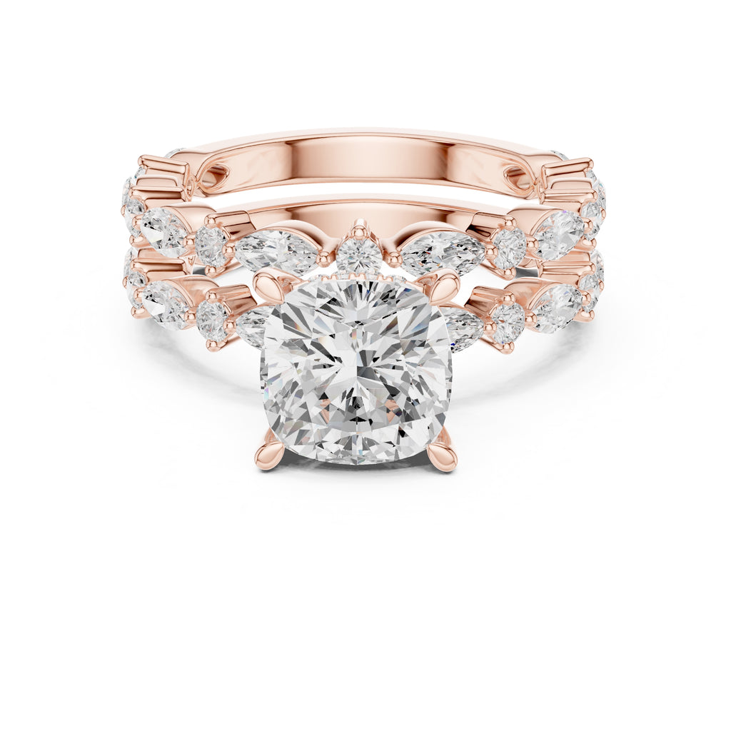 3.00 ct Celestial Cascade Engagement Ring 3ct Rose Gold Cushion