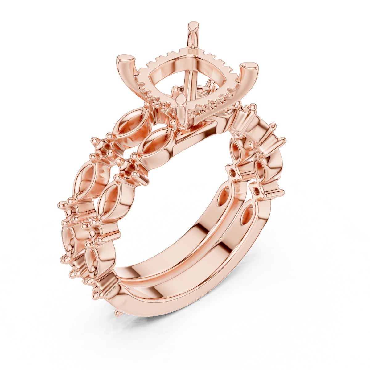 3.00 ct Celestial Cascade Engagement Ring 3ct Rose Gold Cushion