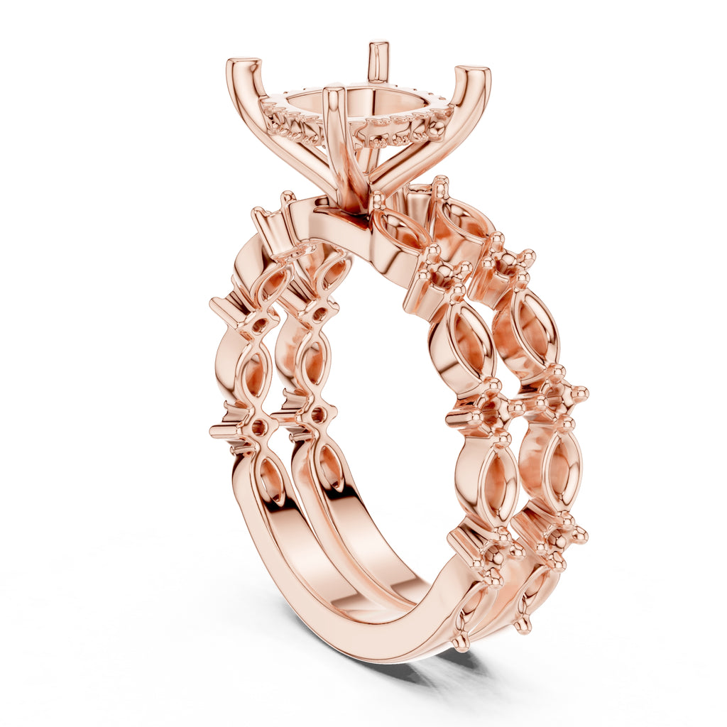 3.00 ct Celestial Cascade Engagement Ring 3ct Rose Gold Cushion