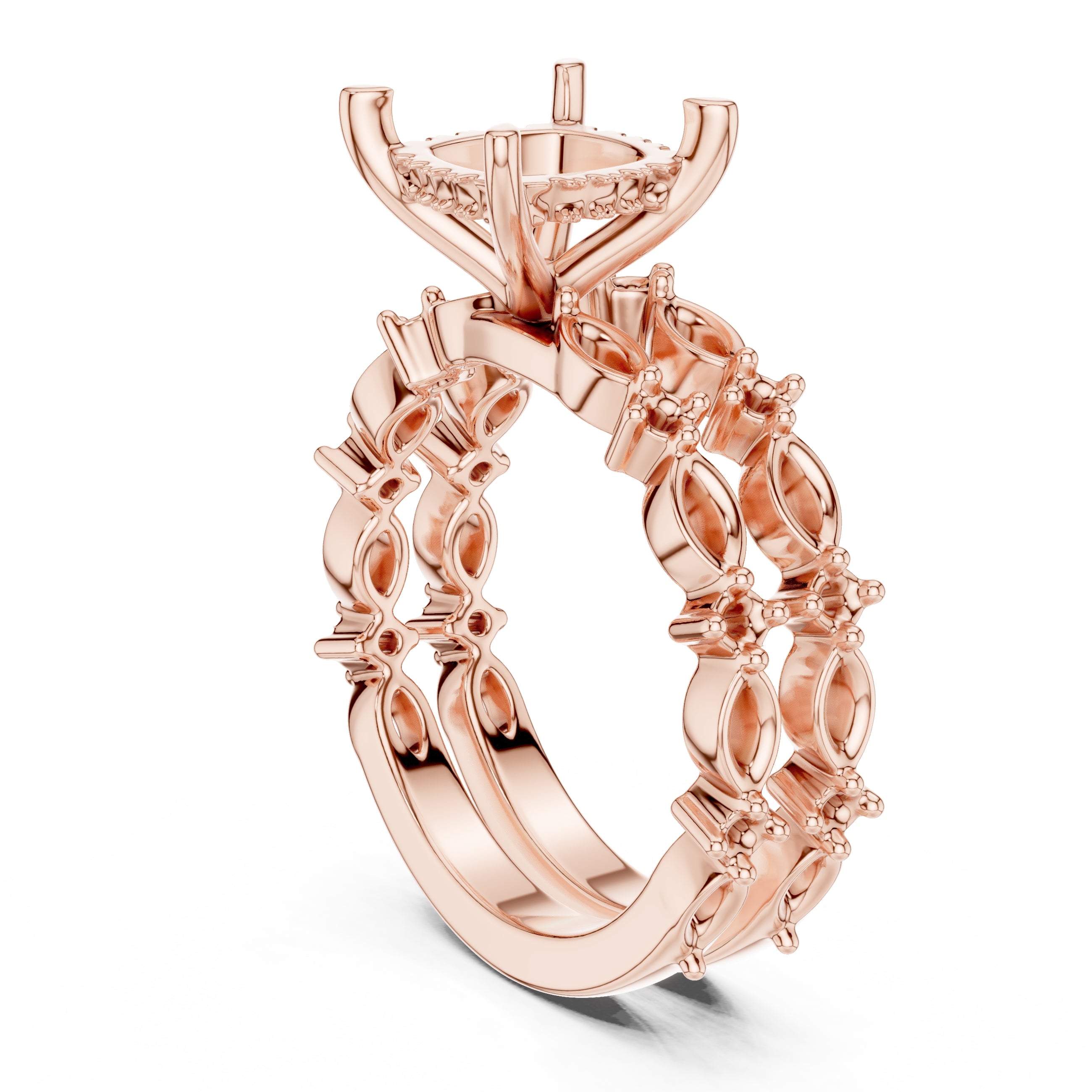 3.00 ct Celestial Cascade Engagement Ring 3ct Rose Gold Cushion