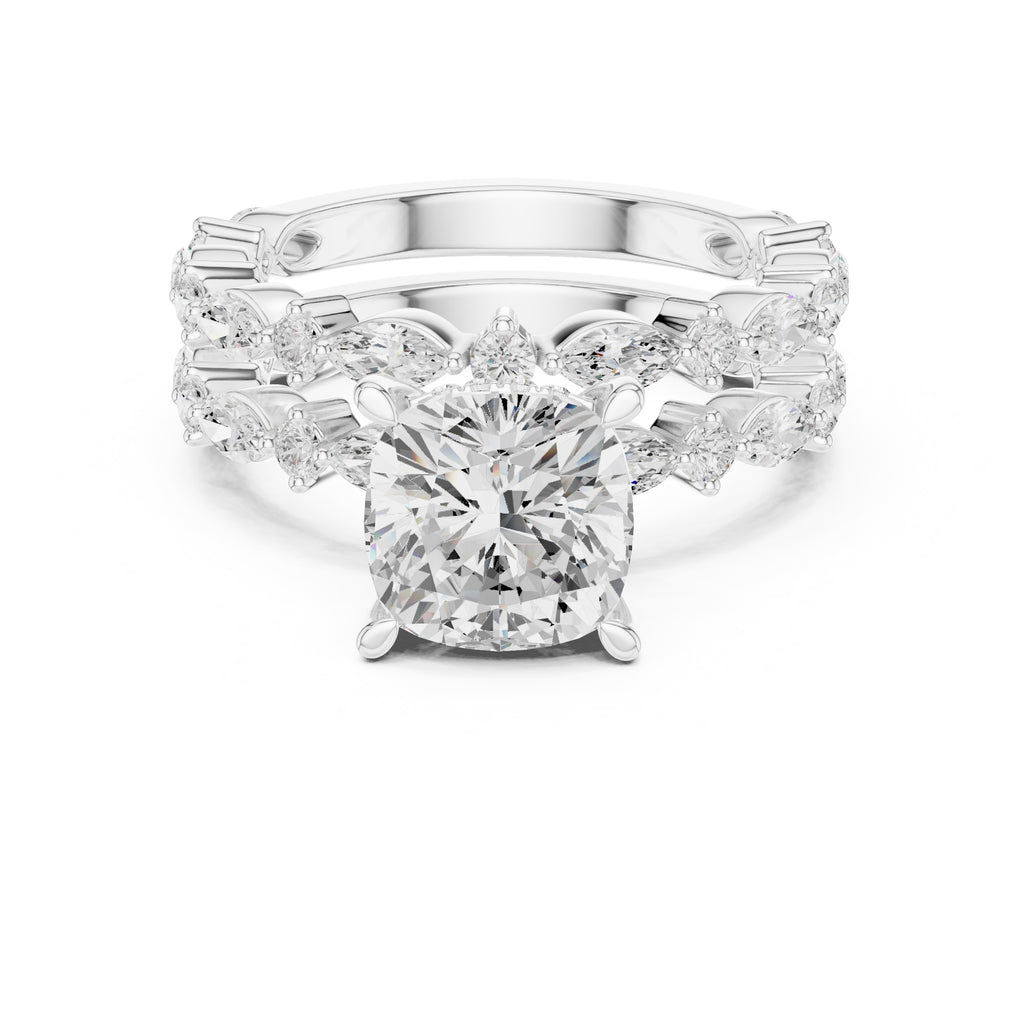 3.00 ct Celestial Cascade Engagement Ring 3ct White Gold Cushion