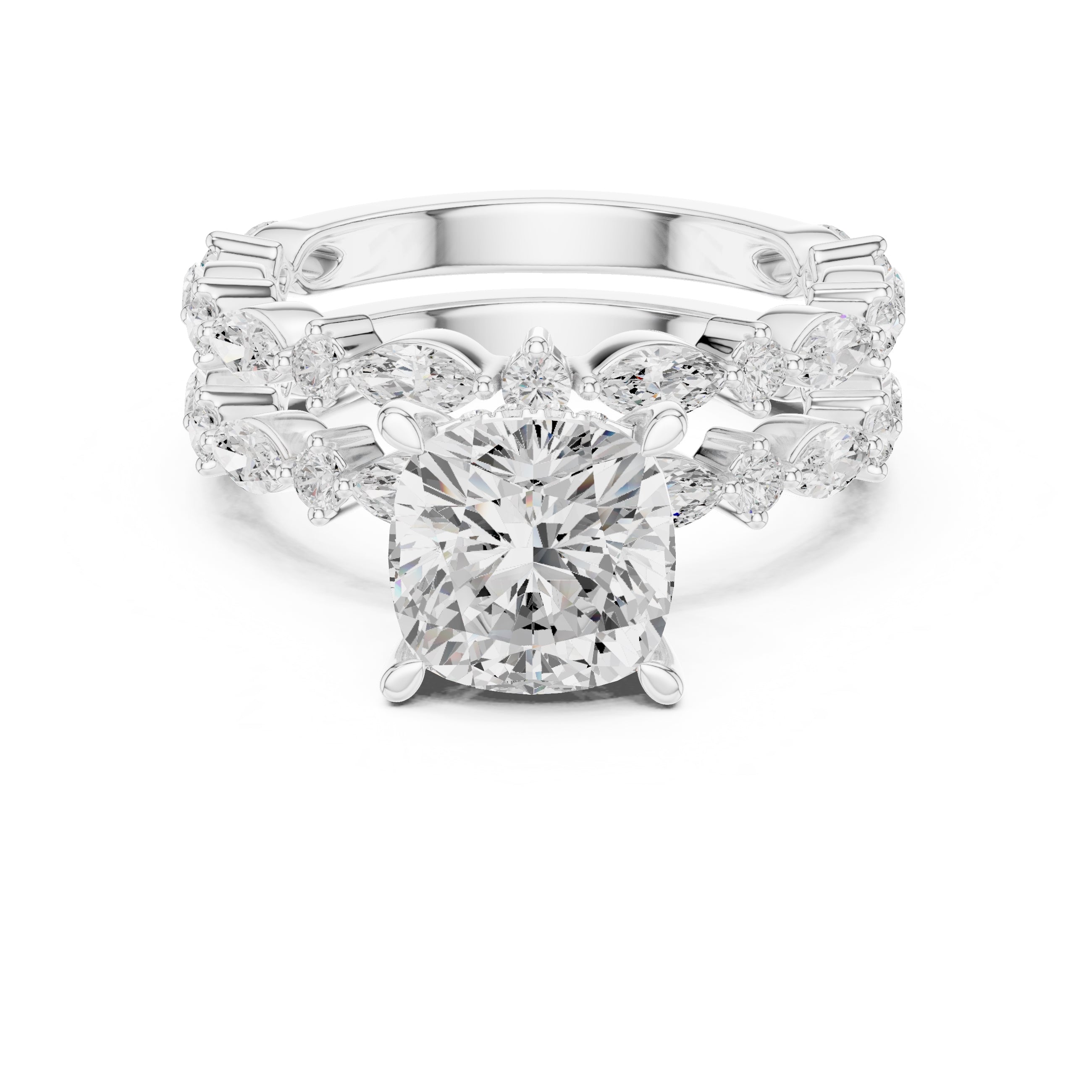 3.00 ct Celestial Cascade Engagement Ring 3ct White Gold Cushion