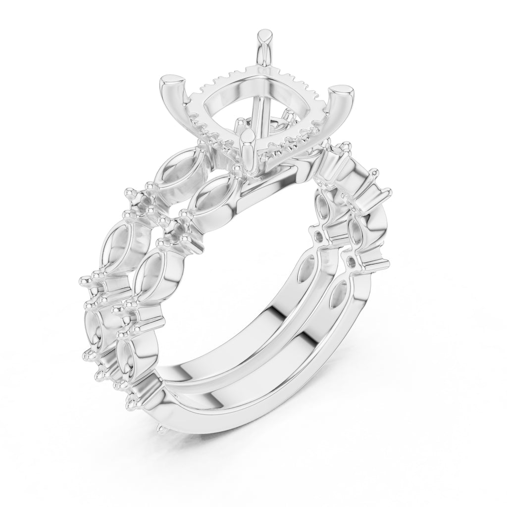 3.00 ct Celestial Cascade Engagement Ring 3ct White Gold Cushion