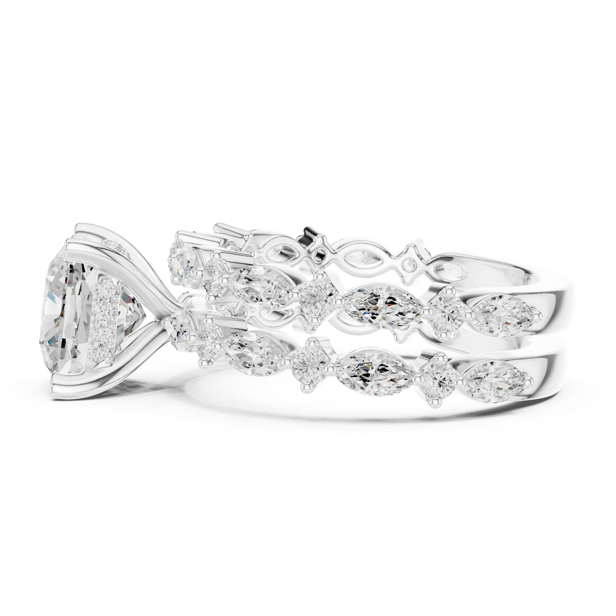 3.00 ct Celestial Cascade Engagement Ring 3ct White Gold Cushion