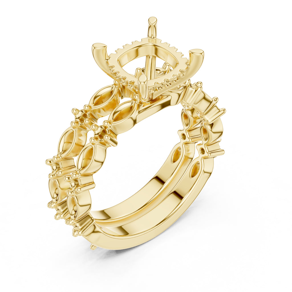 3.00 ct Celestial Cascade Engagement Ring 3ct Yellow Gold Cushion