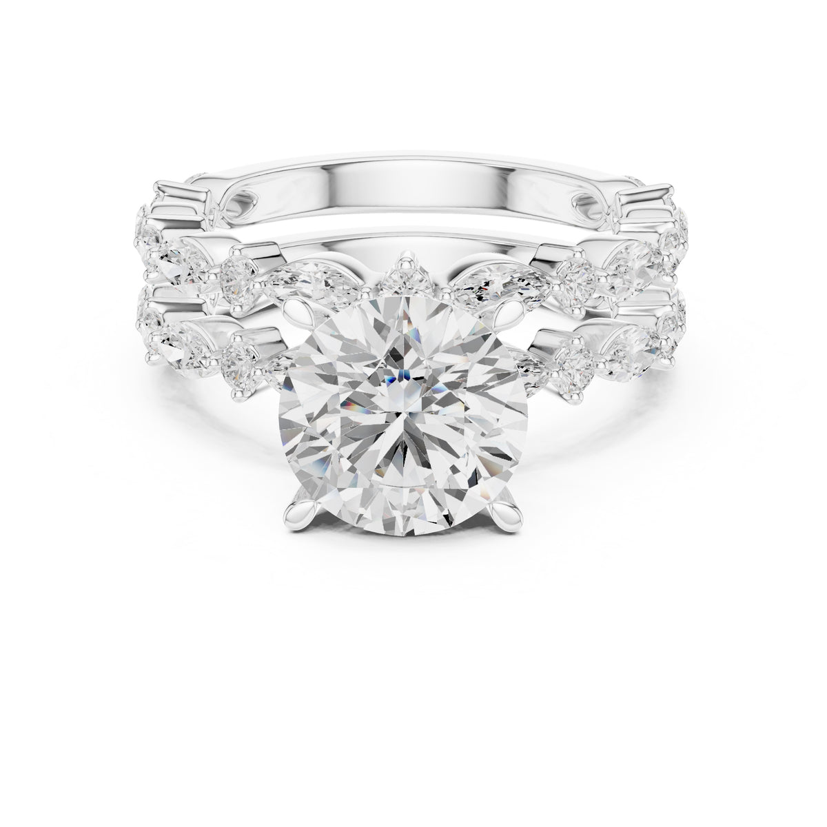 3.00 ct Celestial Cascade Engagement Ring 3ct White Gold Round