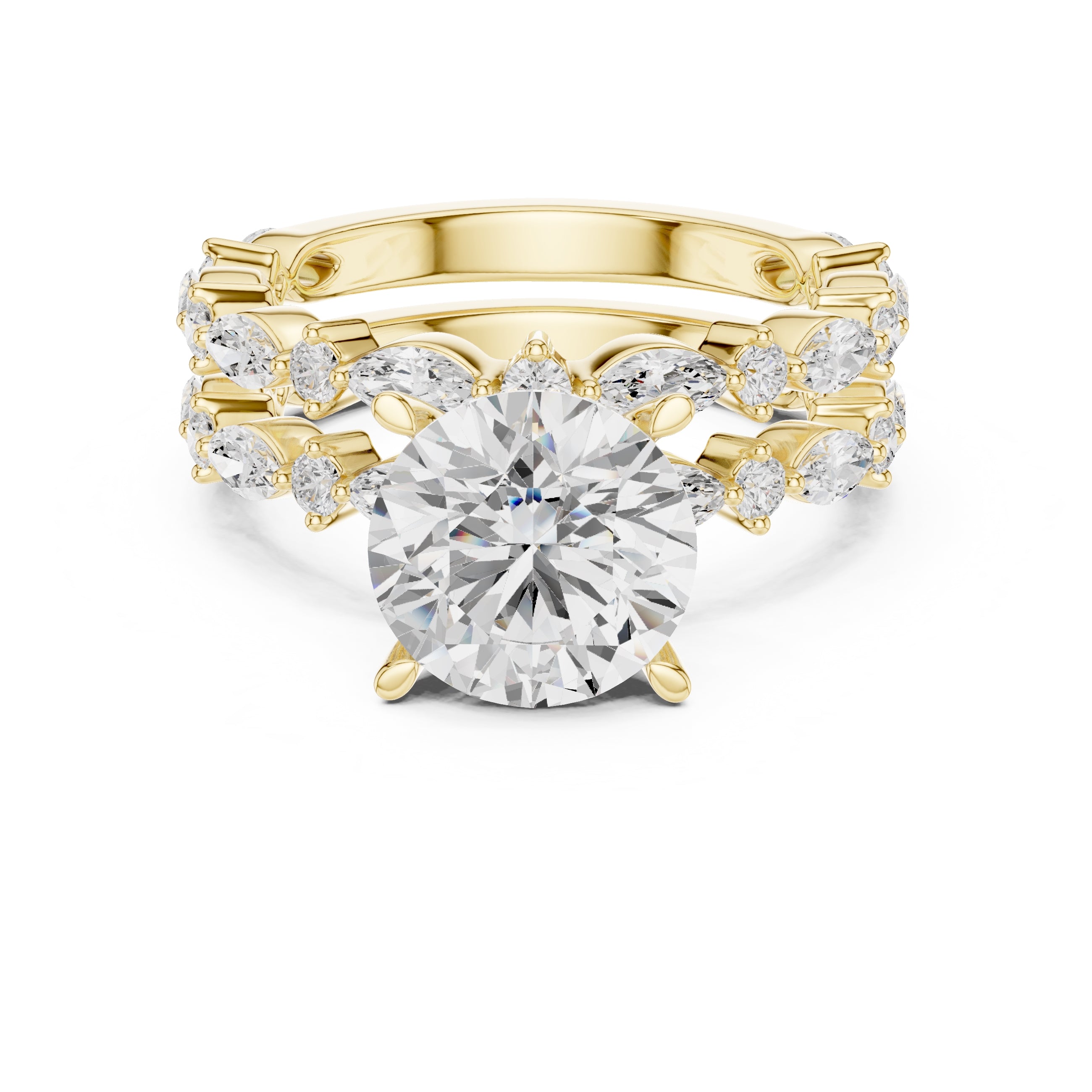 3.00 ct Celestial Cascade Engagement Ring 3ct Yellow Gold Round
