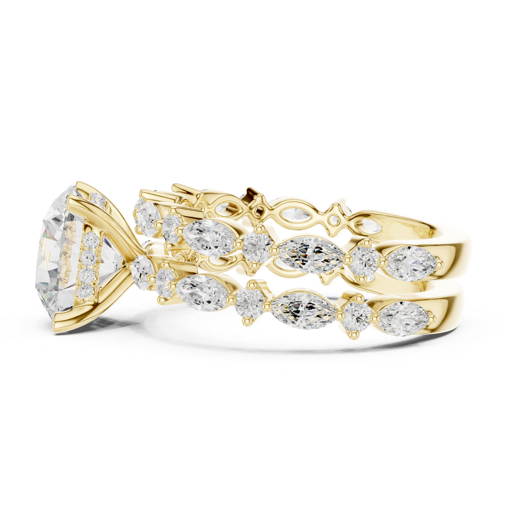 3.00 ct Celestial Cascade Engagement Ring 3ct Yellow Gold Round