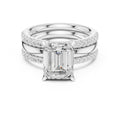 3.00 ct Sovereign Triple-Band Engagement Ring 3ct White Gold Emerald
