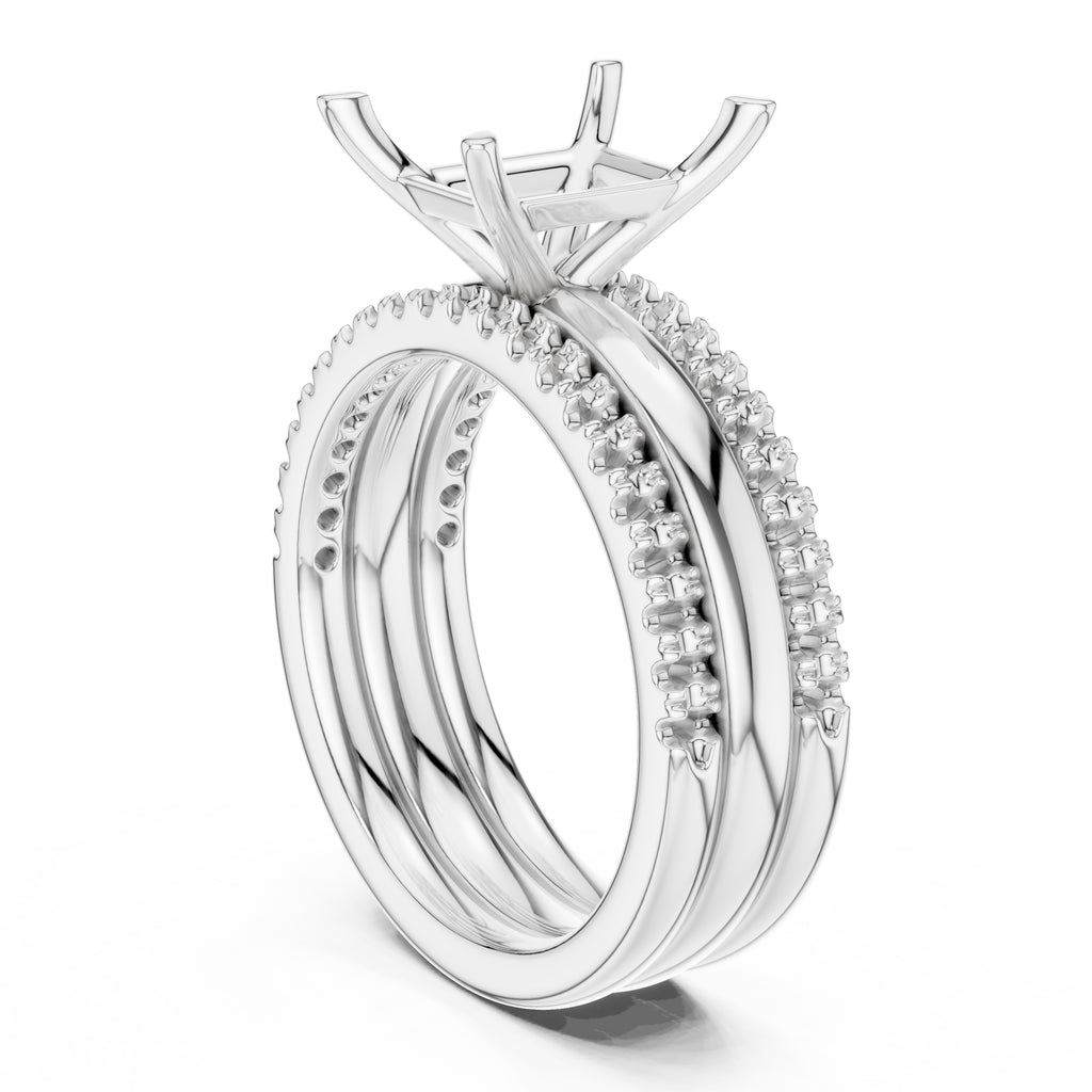 3.00 ct Sovereign Triple-Band Engagement Ring 3ct White Gold Emerald