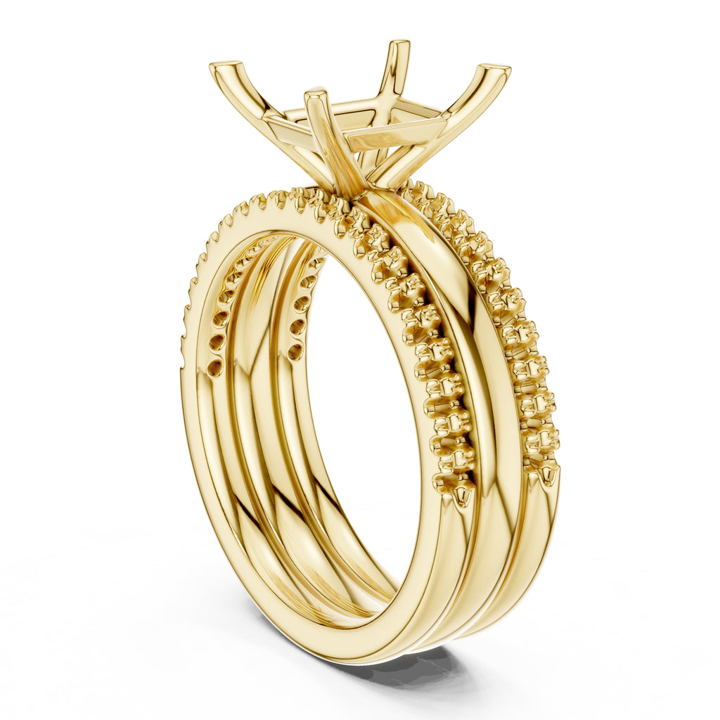 3.00 ct Sovereign Triple-Band Engagement Ring 3ct Yellow Gold Emerald