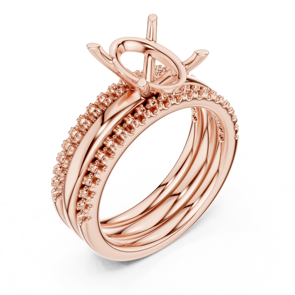 3.00 ct Sovereign Triple-Band Engagement Ring 3ct Rose Gold Oval