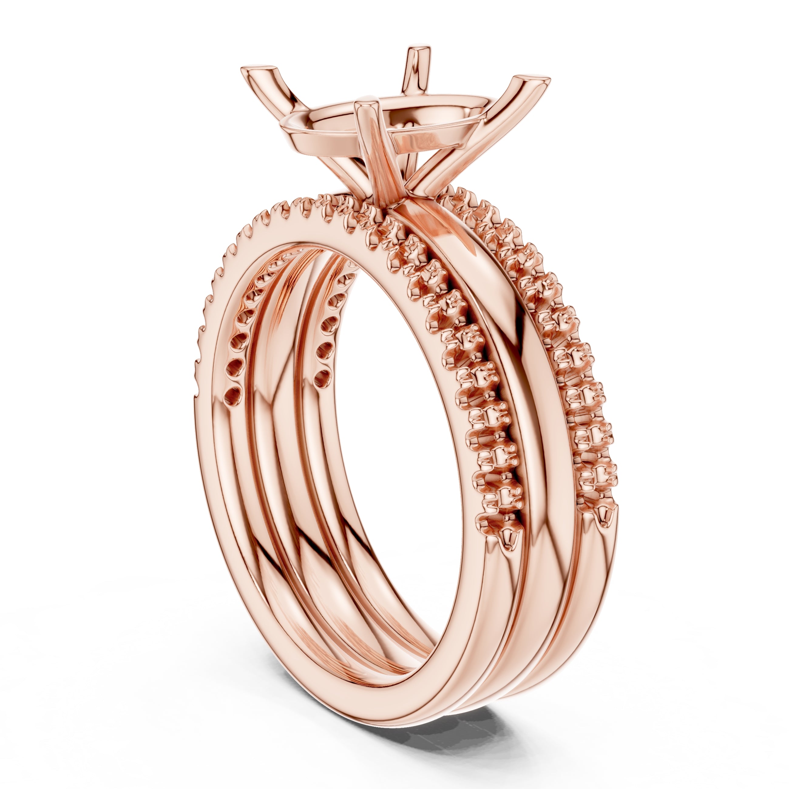 3.00 ct Sovereign Triple-Band Engagement Ring 3ct Rose Gold Oval