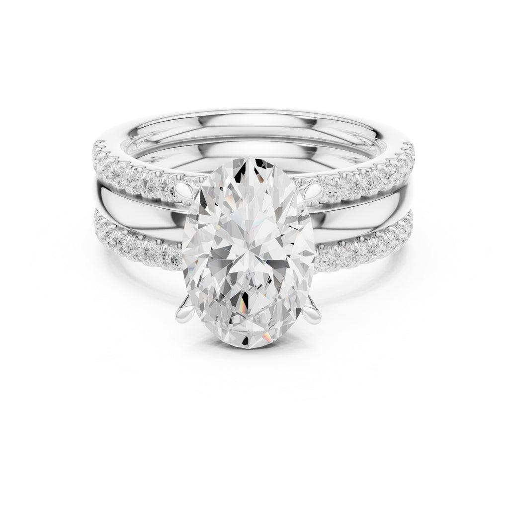 3.00 ct Sovereign Triple-Band Engagement Ring 3ct White Gold Oval