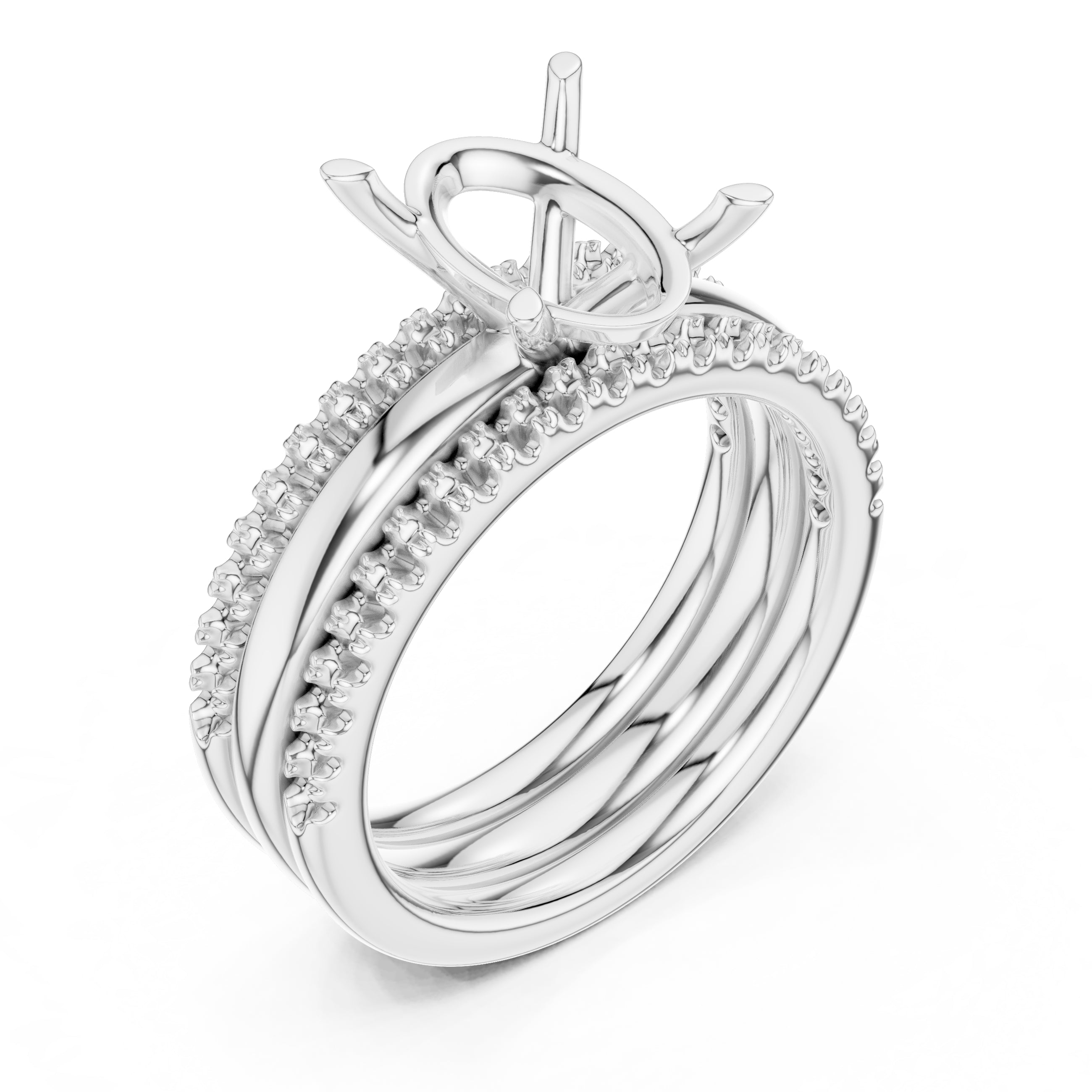3.00 ct Sovereign Triple-Band Engagement Ring 3ct White Gold Oval