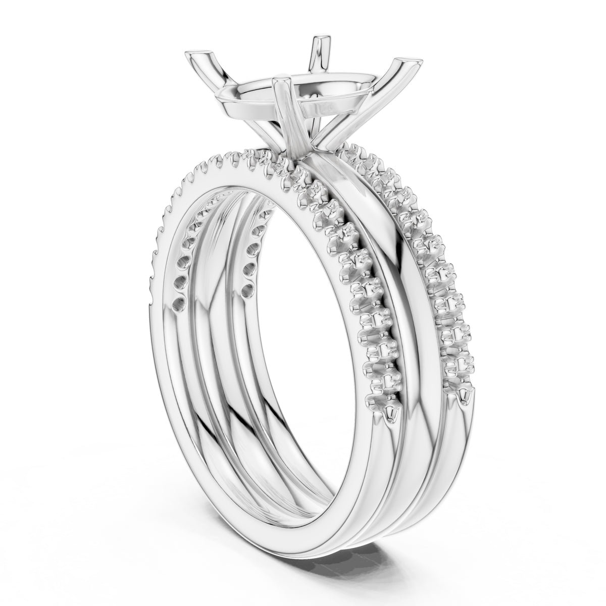 3.00 ct Sovereign Triple-Band Engagement Ring 3ct White Gold Oval