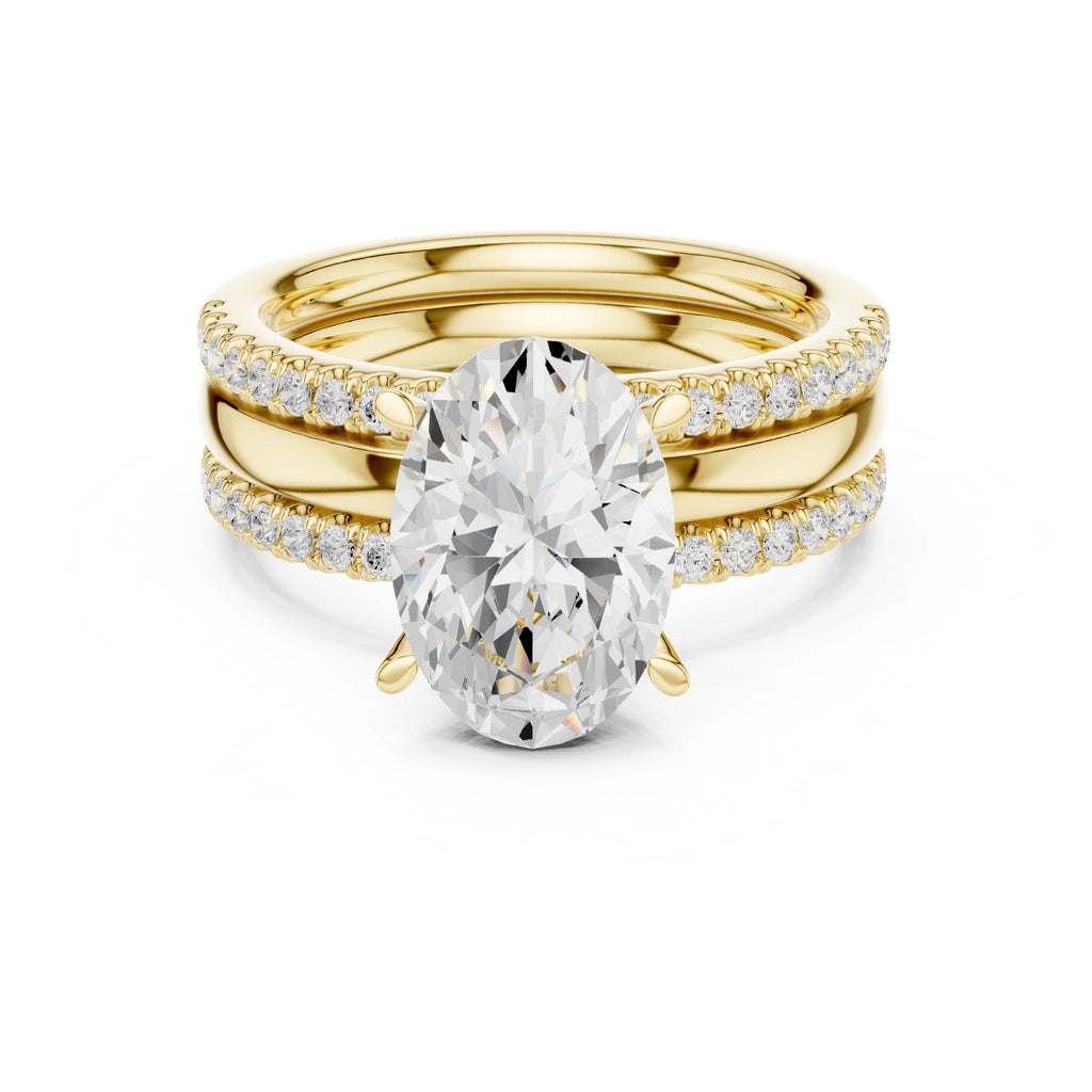 3.00 ct Sovereign Triple-Band Engagement Ring 3ct Yellow Gold Oval