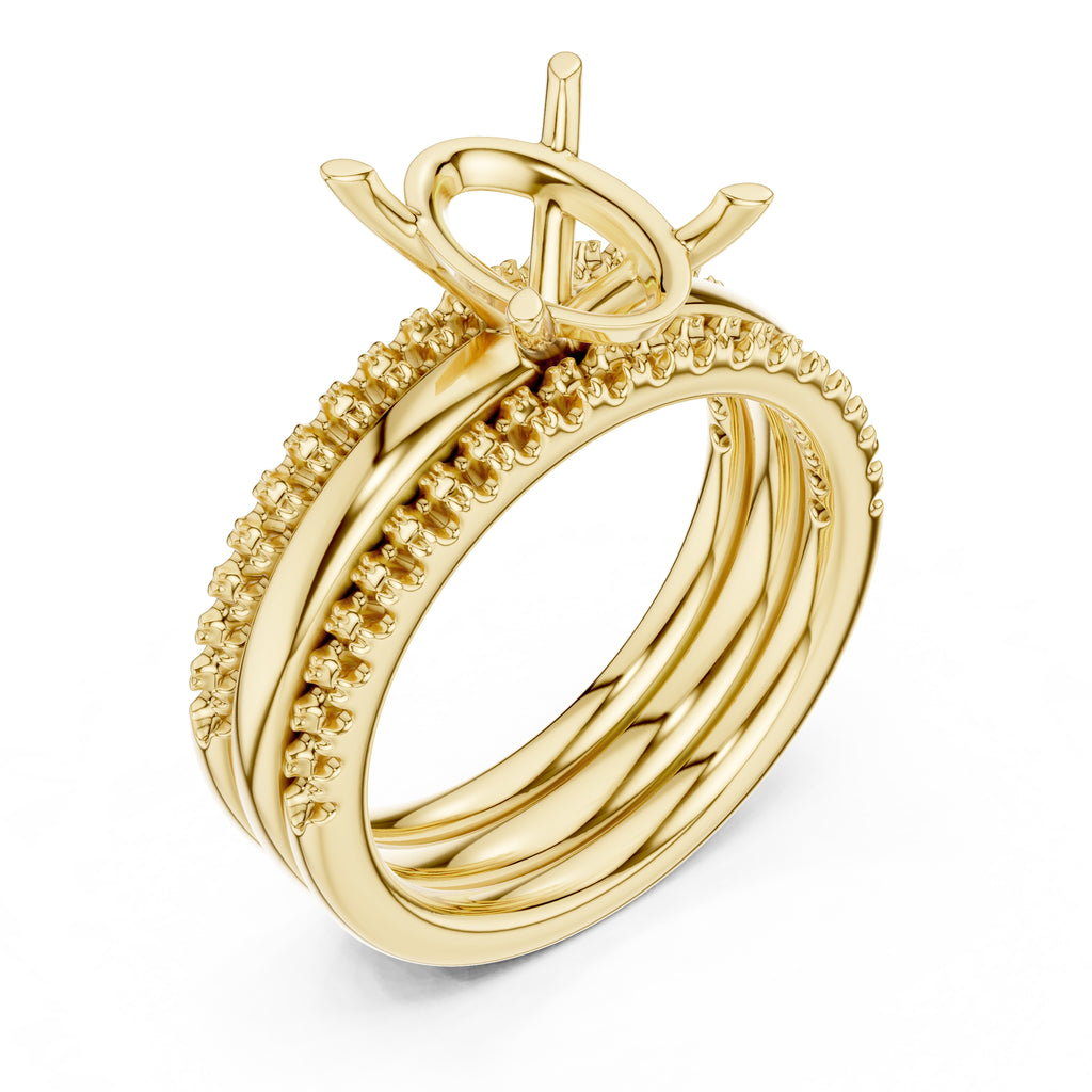 3.00 ct Sovereign Triple-Band Engagement Ring 3ct Yellow Gold Oval