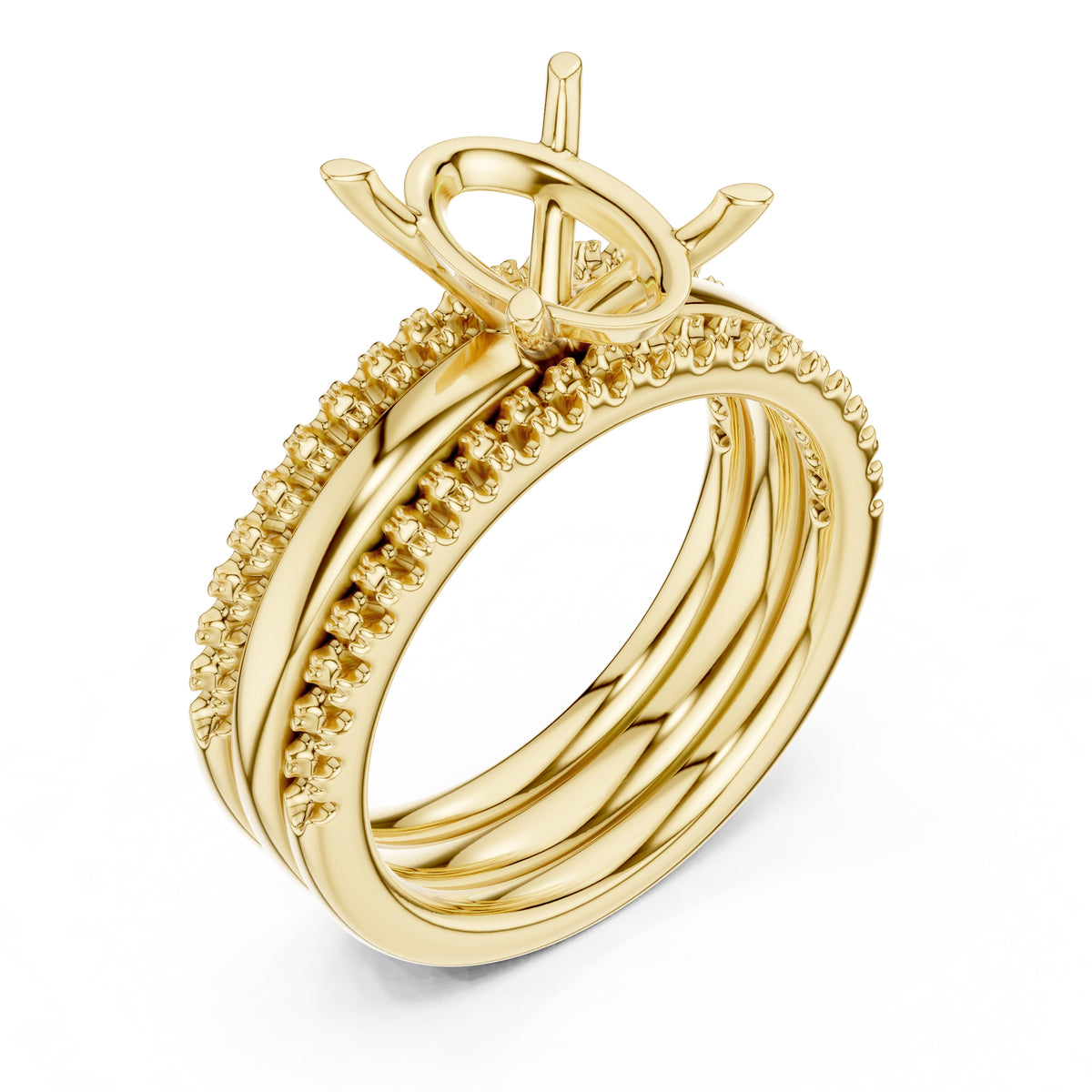 3.00 ct Sovereign Triple-Band Engagement Ring 3ct Yellow Gold Oval