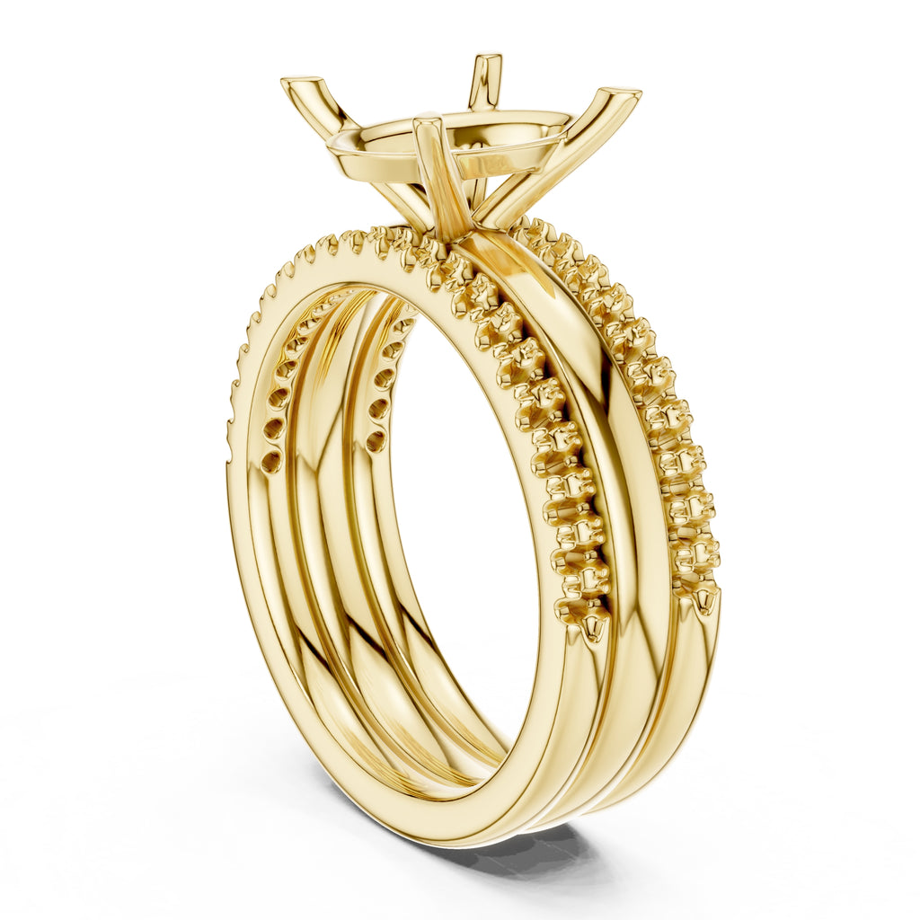 3.00 ct Sovereign Triple-Band Engagement Ring 3ct Yellow Gold Oval